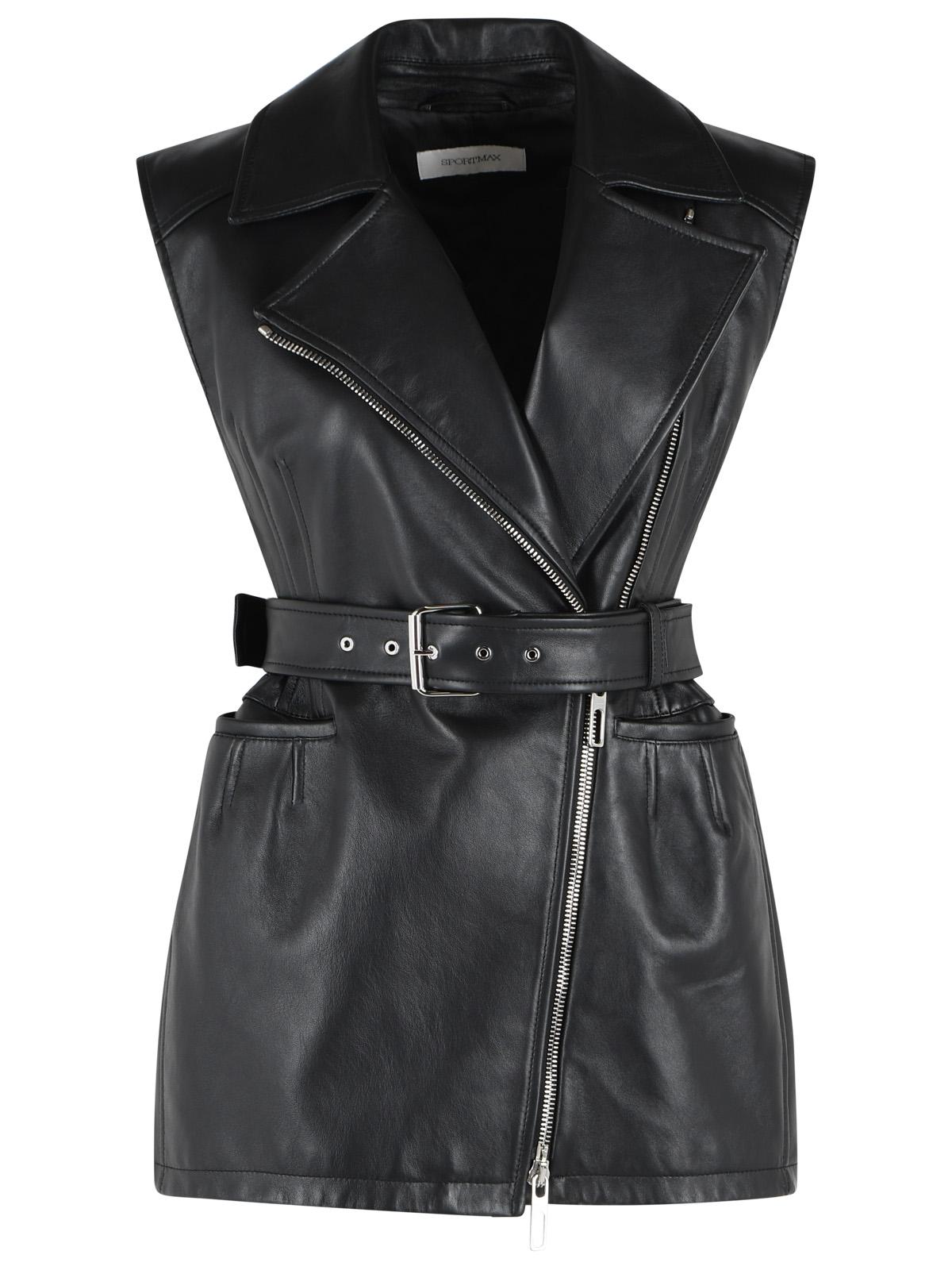 Sportmax 'Fave' Black Leather Jacket Women SPORTMAX