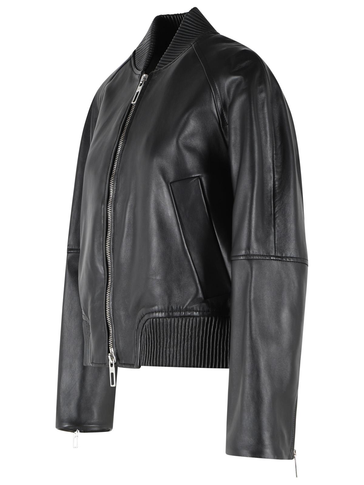 Sportmax 'Amour' Black Nappa Leather Bomber Jacket Women SPORTMAX