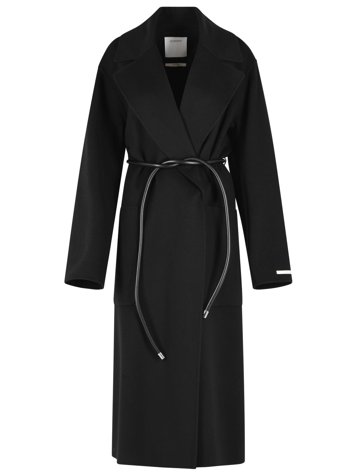 Sportmax 'Zannata' Oversize Black Virgin Wool Coat Women SPORTMAX