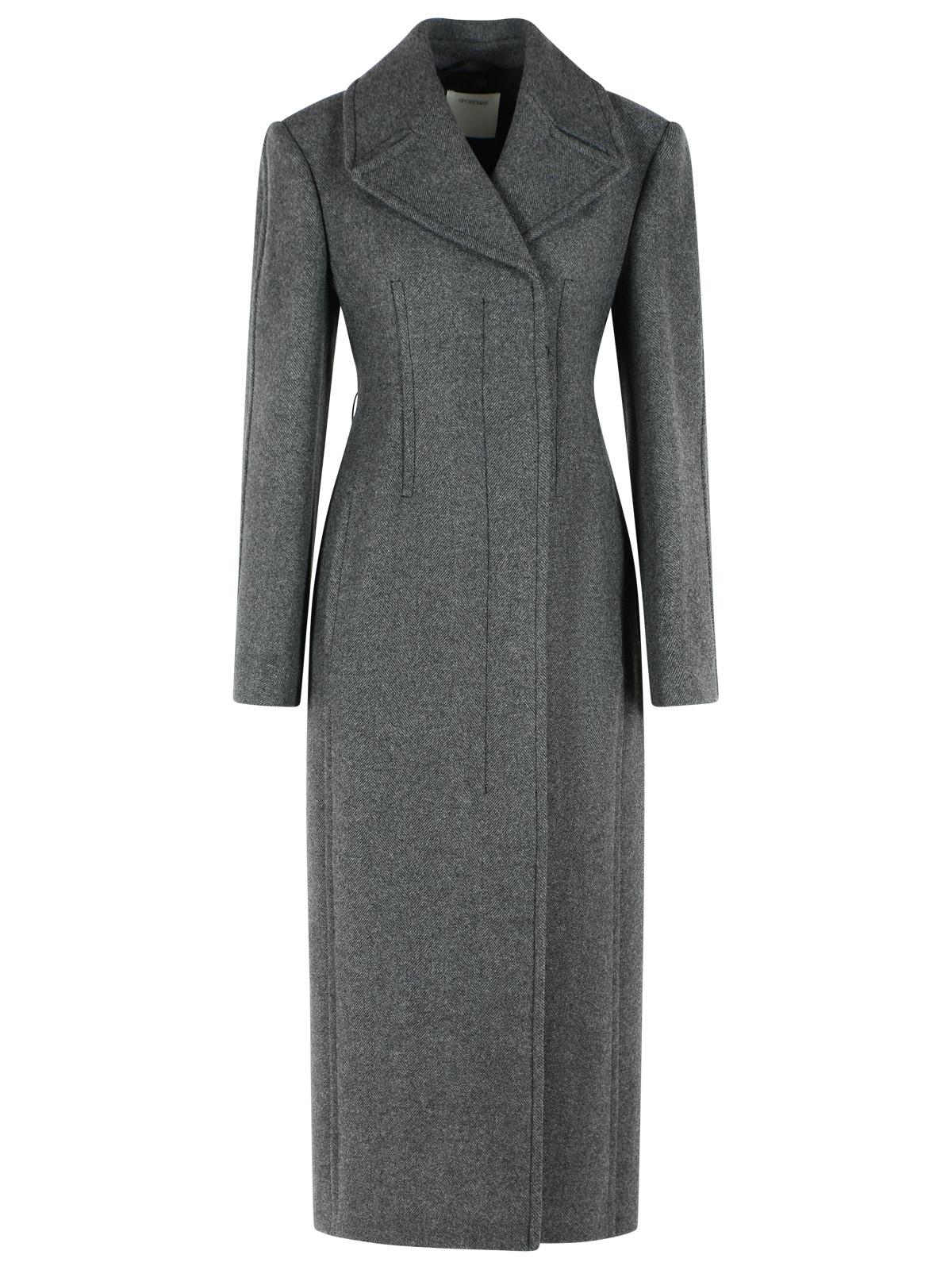Sportmax 'Golfo' Long Coat In Pure Grey Wool Women SPORTMAX