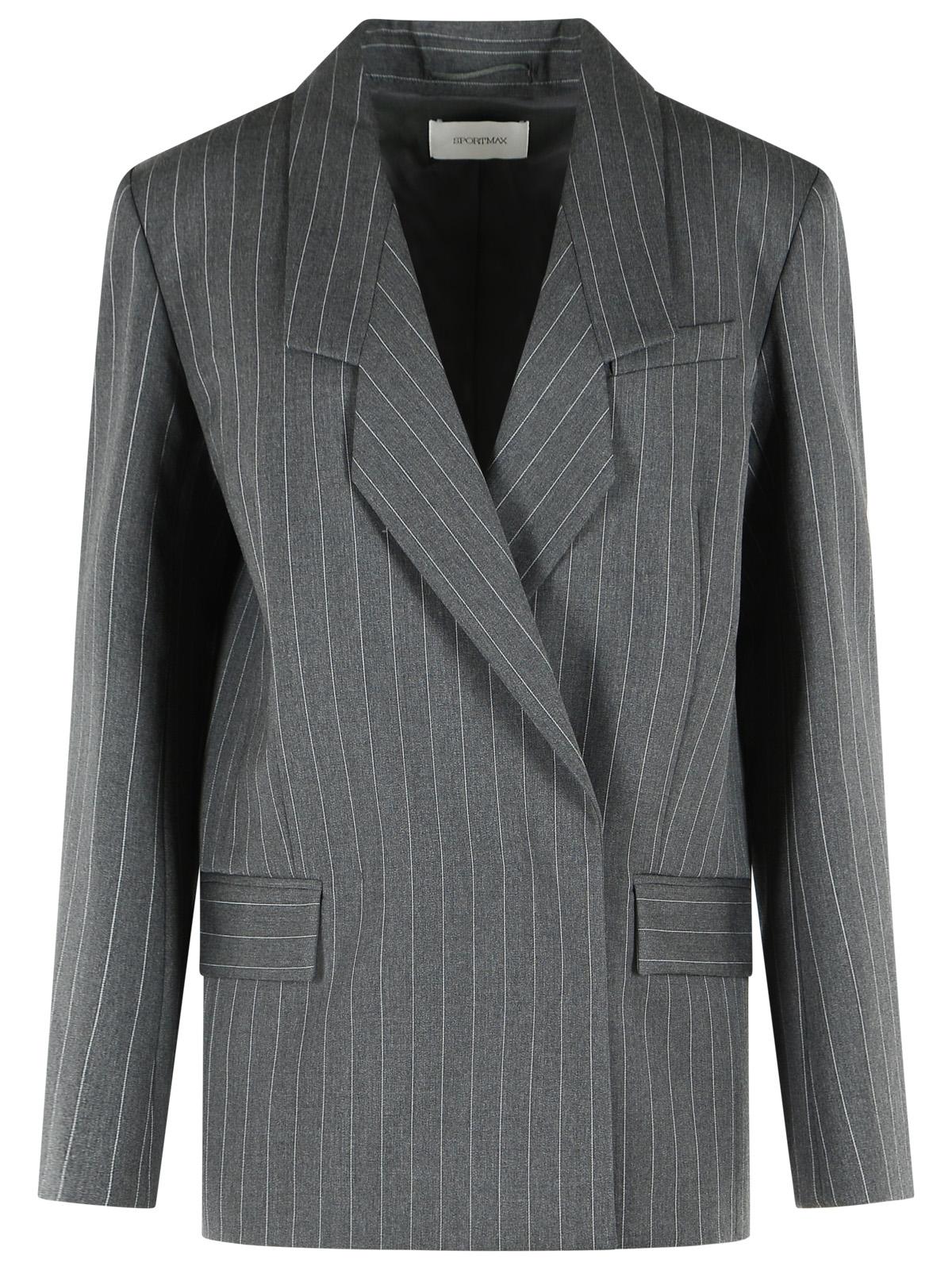 Sportmax 'Lepre' Tailored Blazer In Medium Grey Stretch Wool Women SPORTMAX