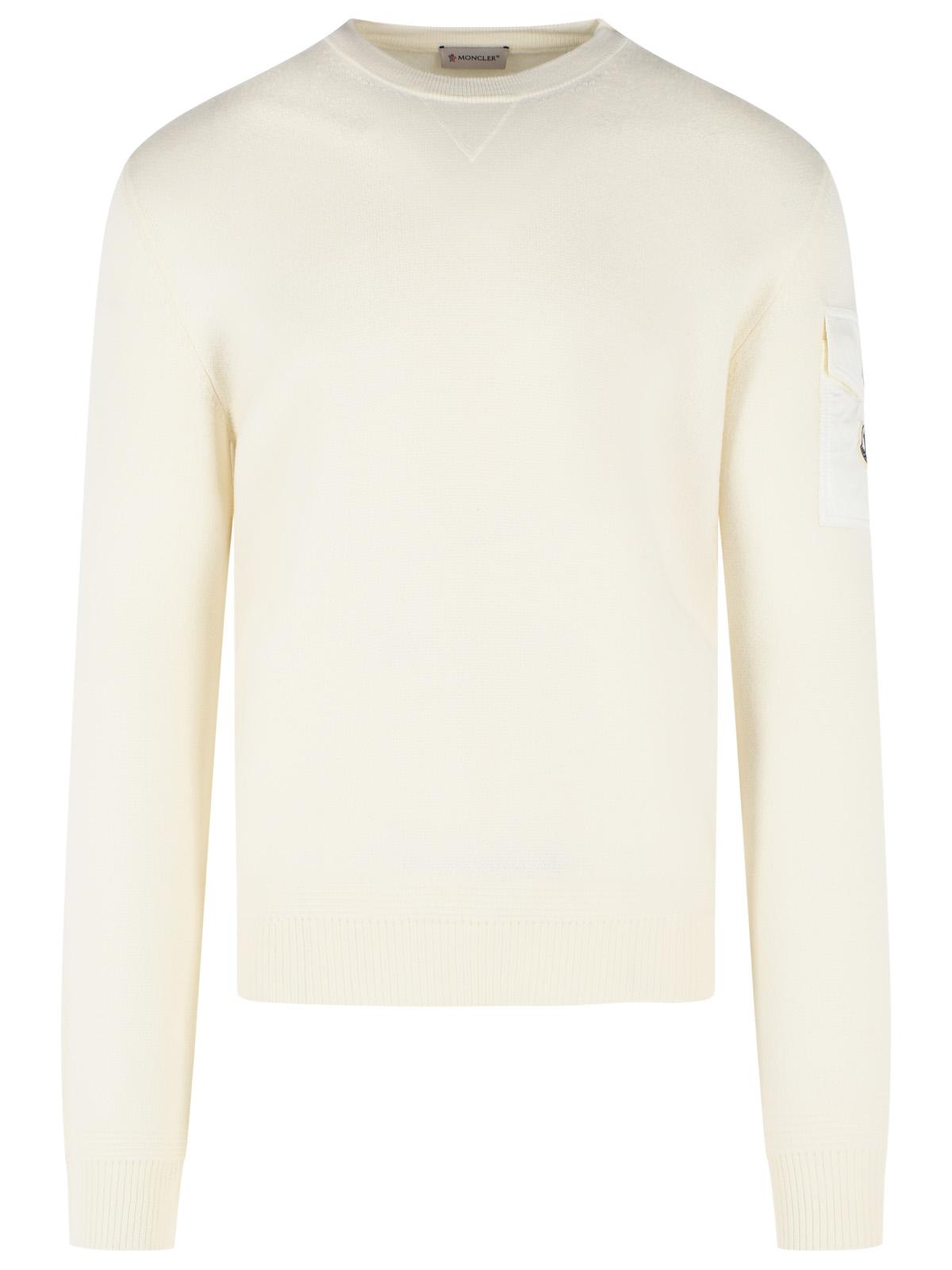 Moncler 'Tricot' Ivory White Virgin Wool Sweatshirt Men MONCLER