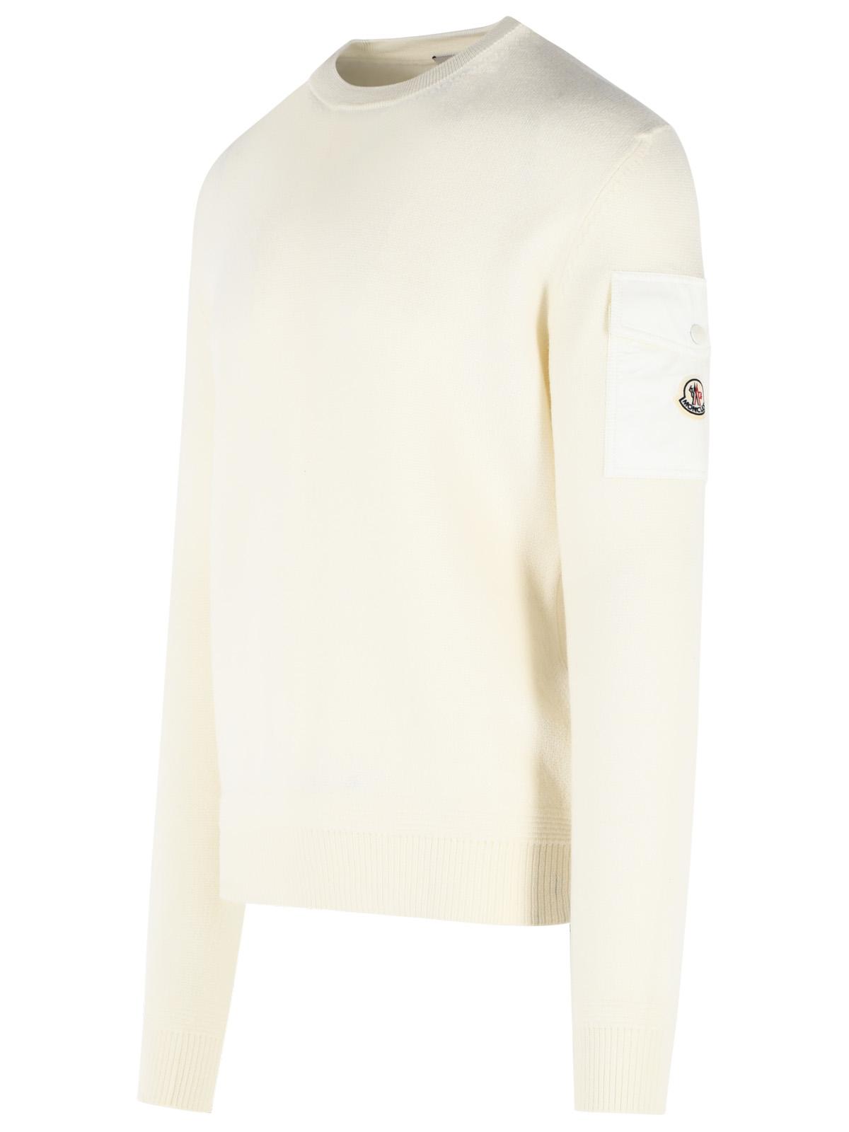 Moncler 'Tricot' Ivory White Virgin Wool Sweatshirt Men MONCLER