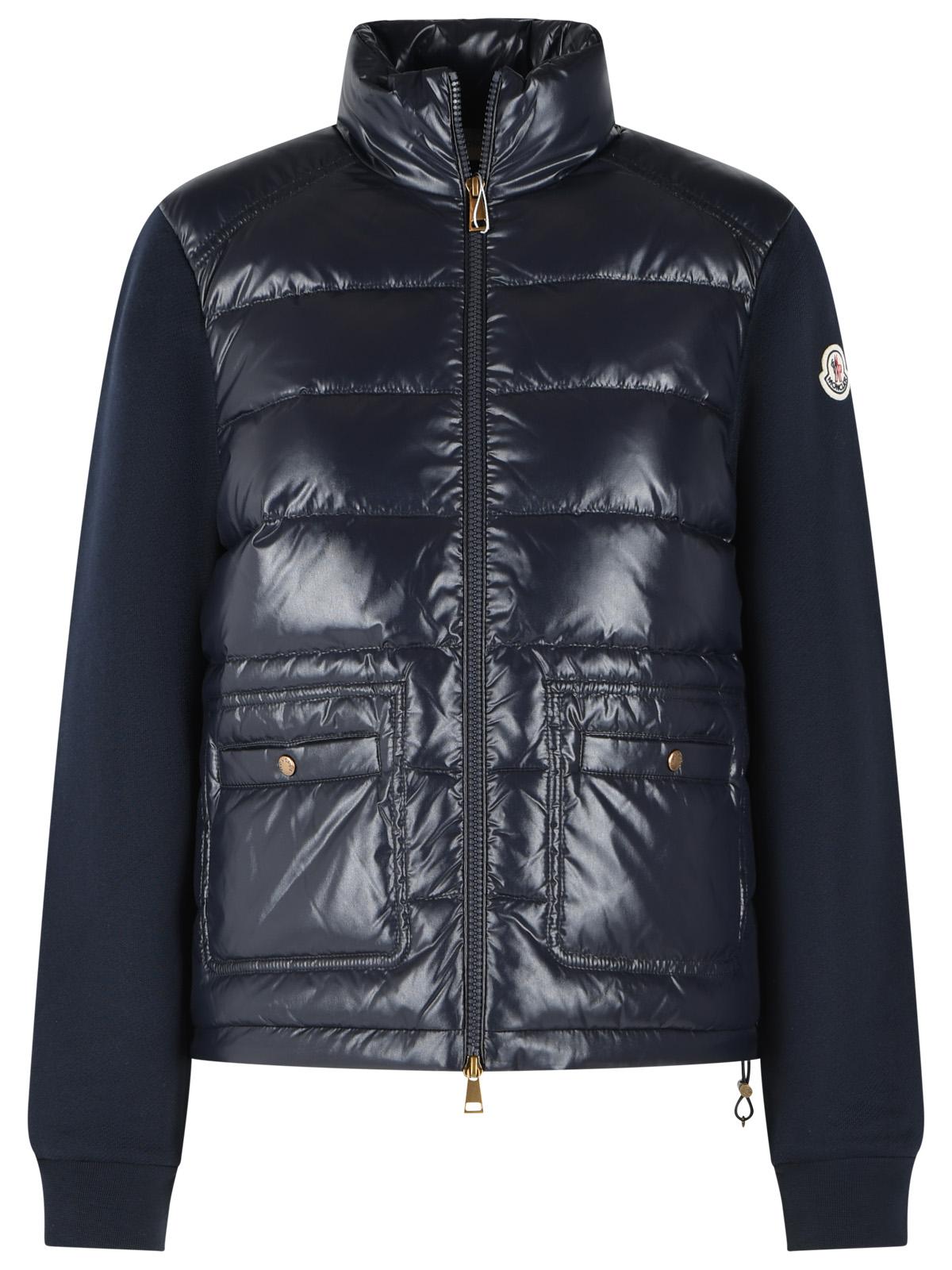 Moncler Blue Cotton Blend Padded Sweater Women MONCLER