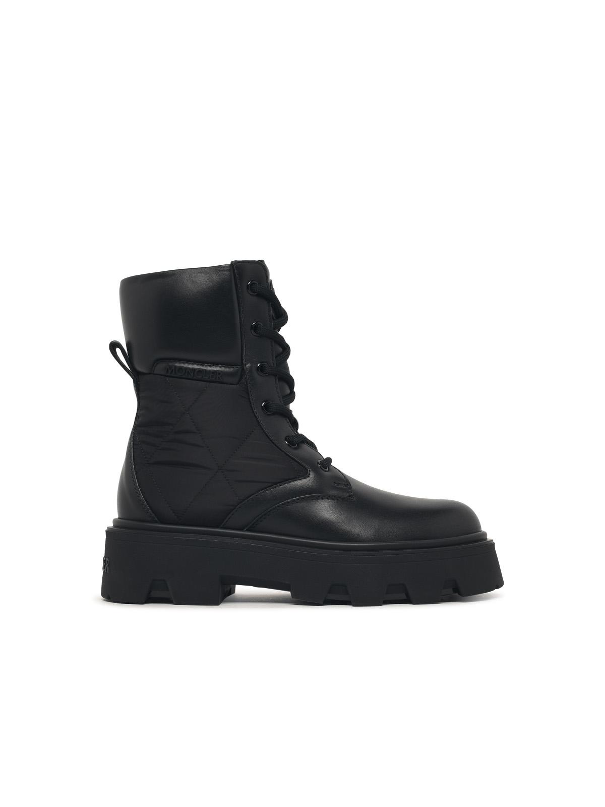 Moncler 'Aurea' Black Leather Blend Boots Women MONCLER