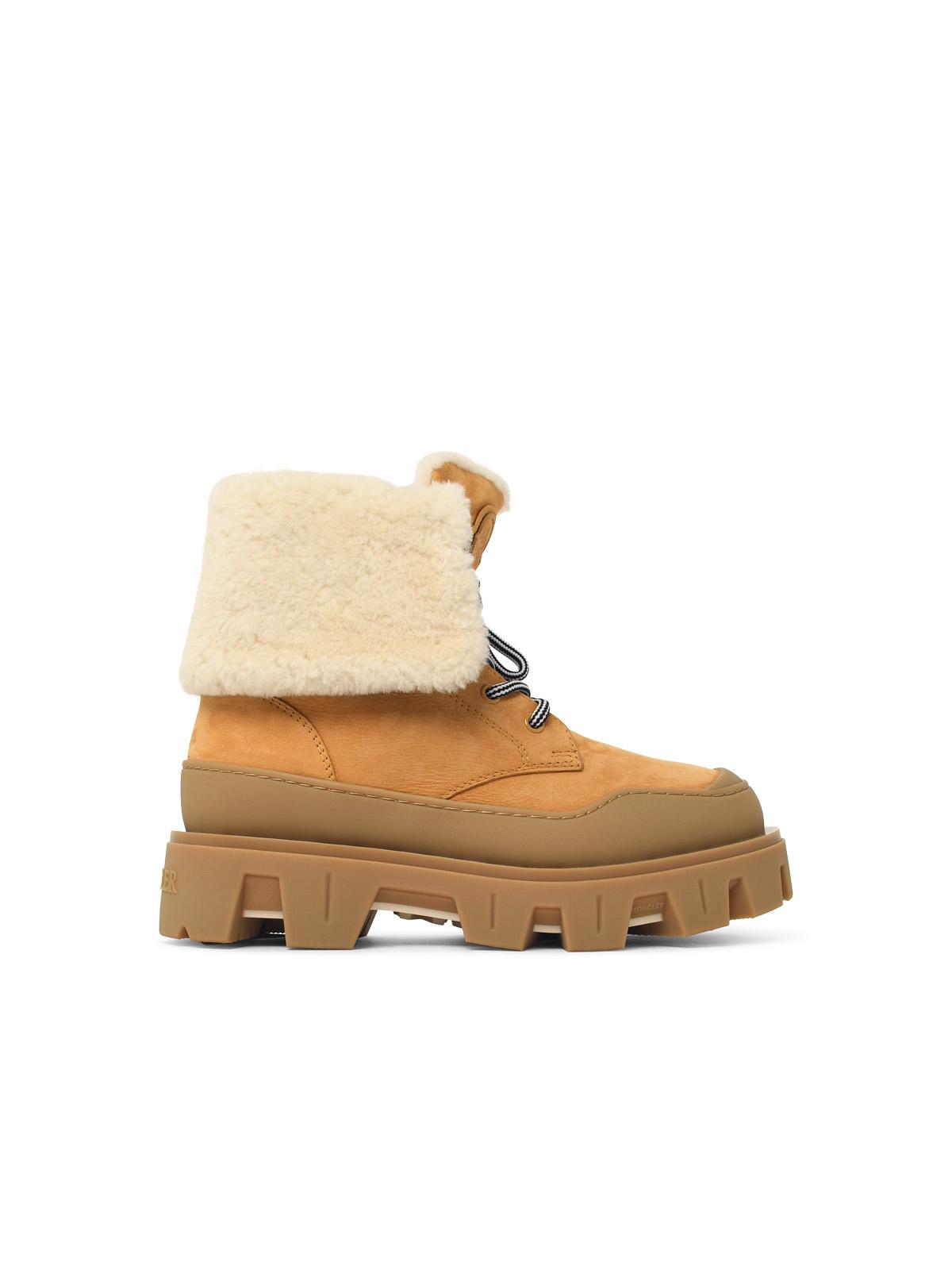 Moncler 'Peak Snowcap' Beige Nubuck Boots Women MONCLER