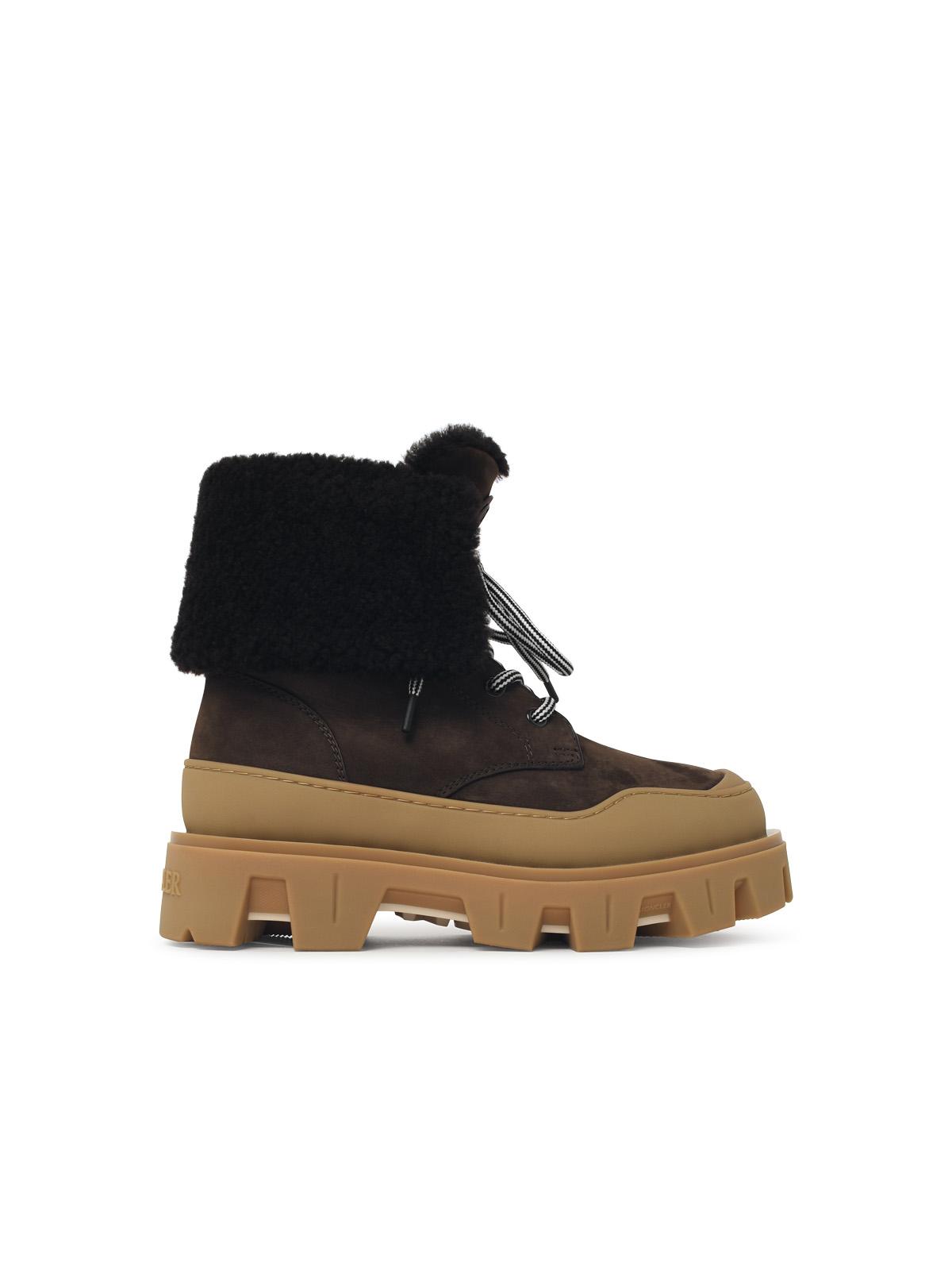 Moncler 'Peak Snowcap' Brown Nubuck Boots Women MONCLER