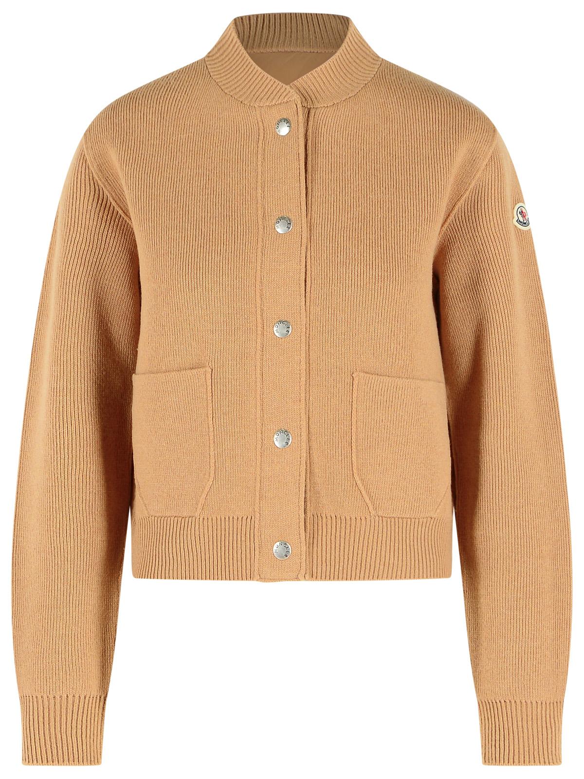 Moncler 'Tricot' Cardigan In Beige Virgin Wool Blend Women MONCLER
