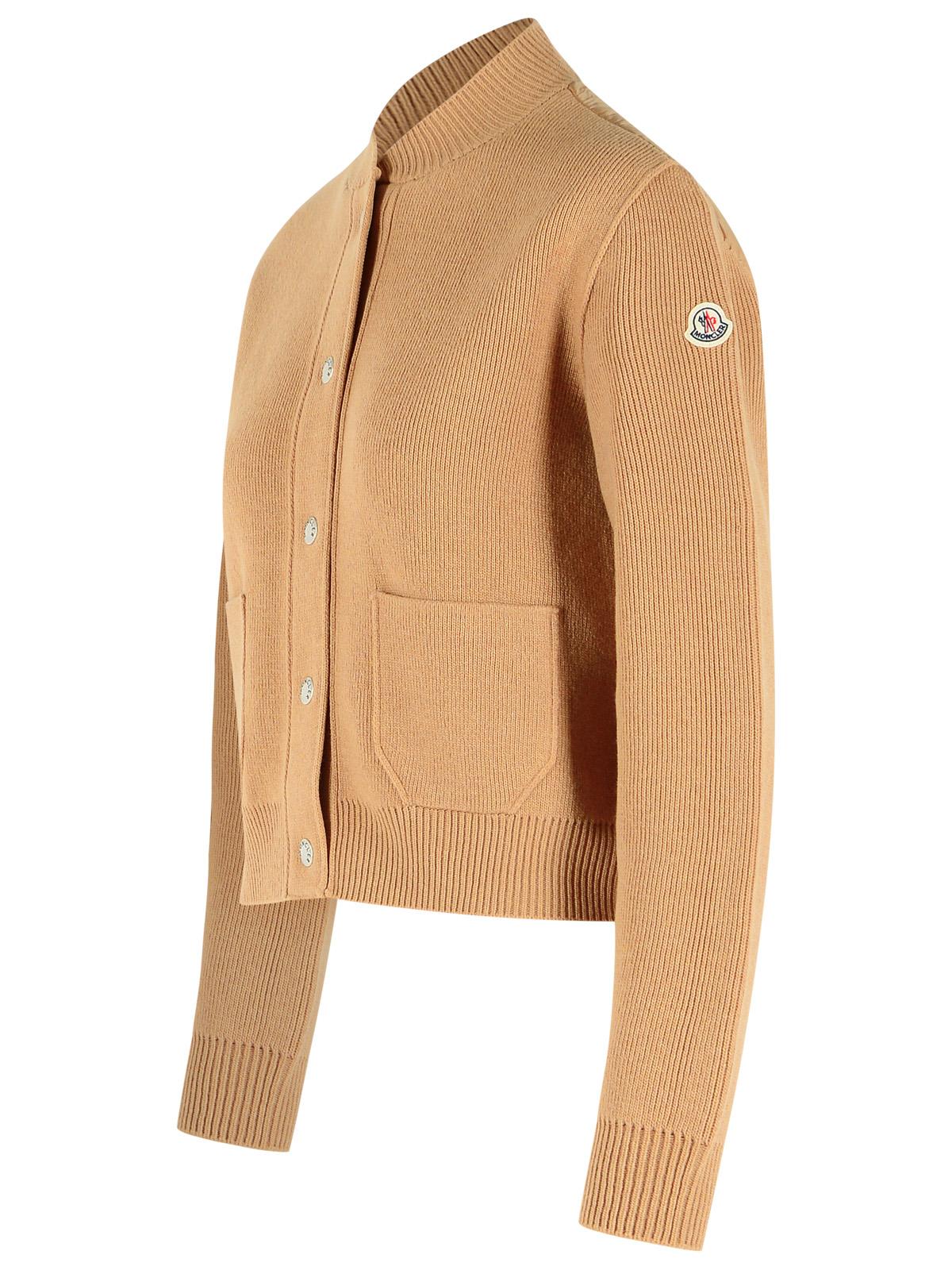 Moncler 'Tricot' Cardigan In Beige Virgin Wool Blend Women MONCLER
