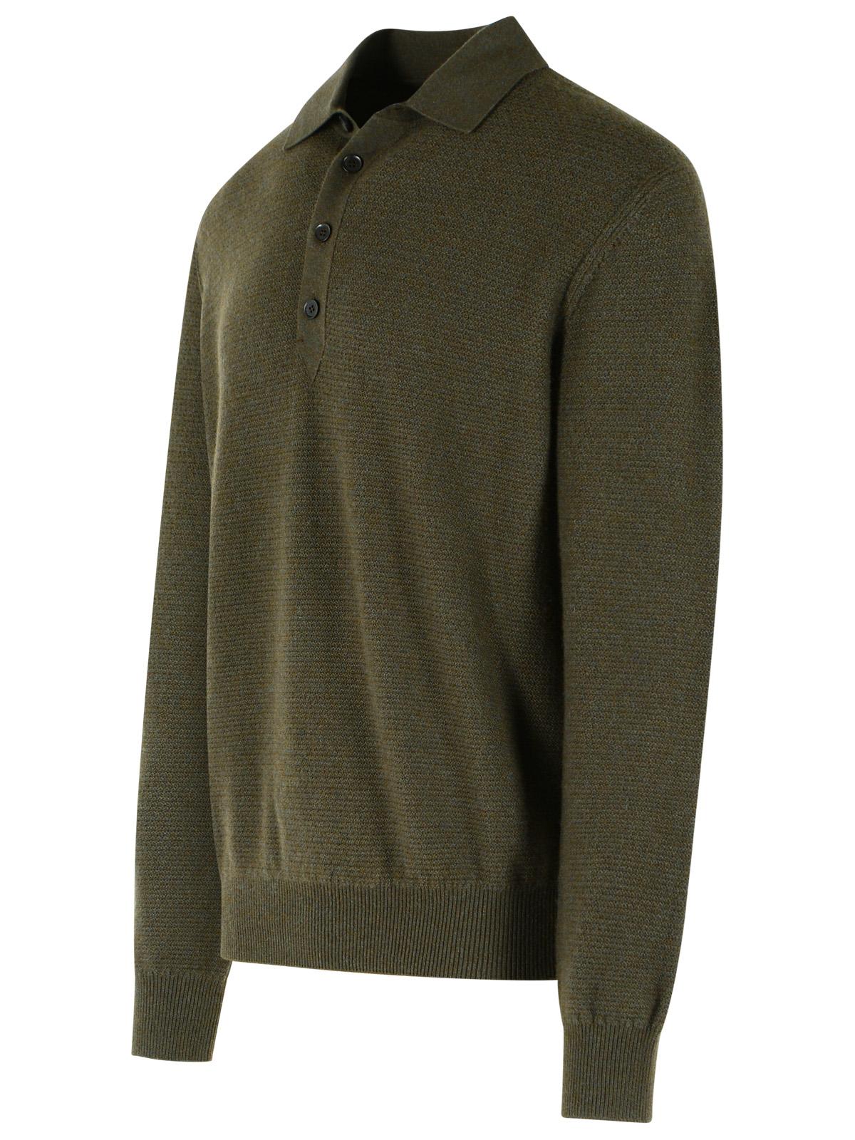 Zegna 'Oasi' Polo Shirt In Dark Olive Green Cashmere Mélange Men ZEGNA