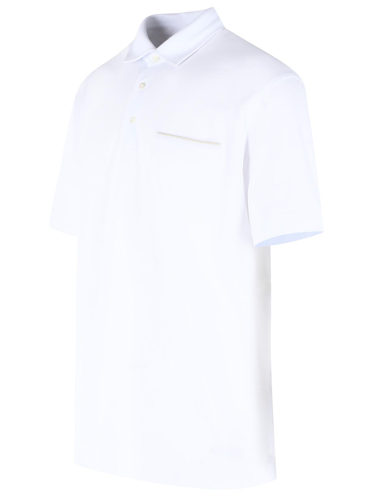 Zegna White Cotton Polo Shirt Men ZEGNA