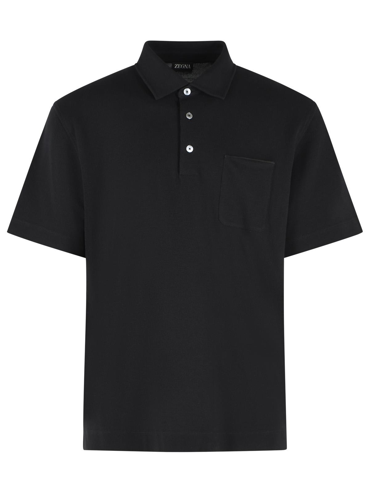 Zegna Black Cotton Polo Shirt Men ZEGNA
