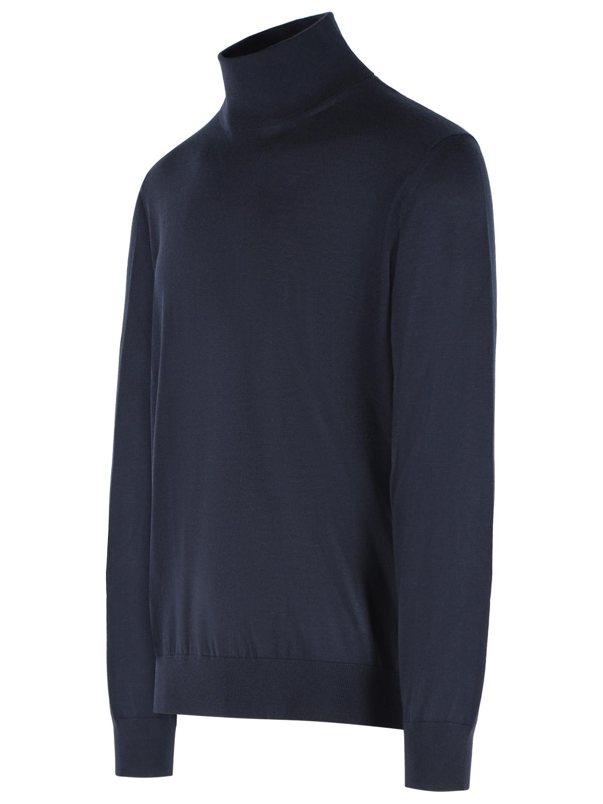 Zegna Navy Blue Cashmere And Silk Turtleneck Sweater Men ZEGNA