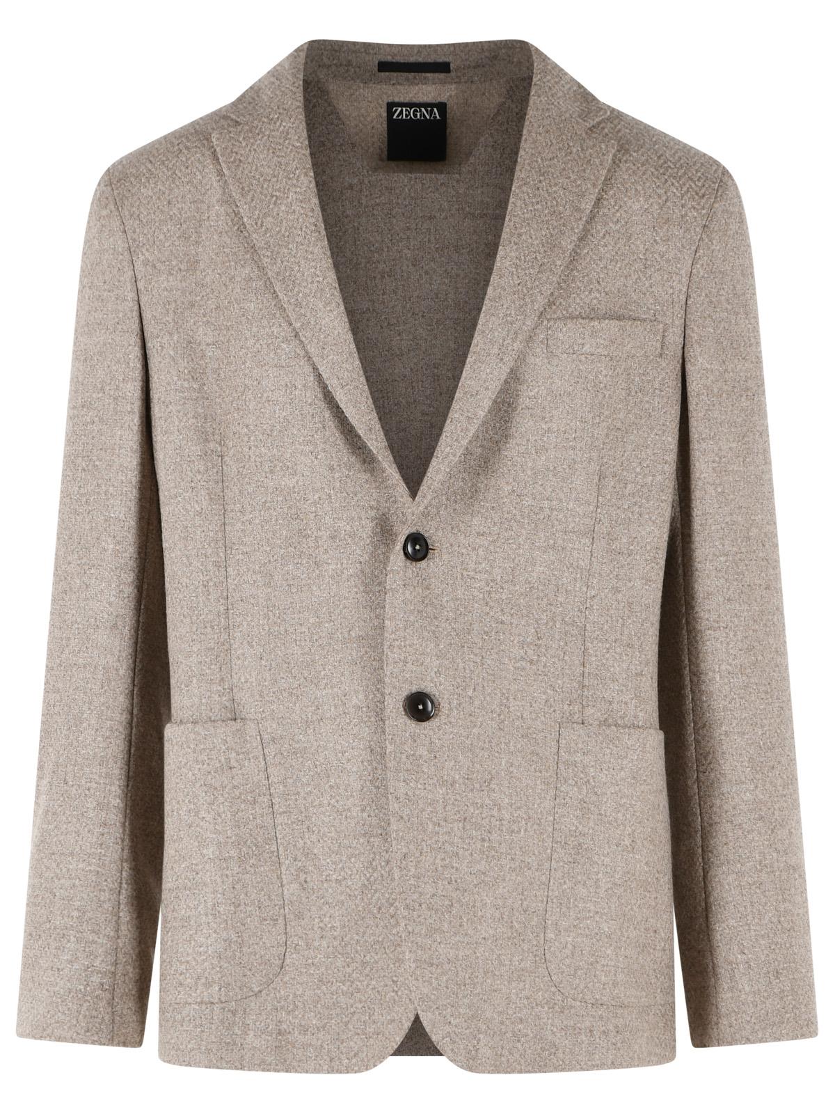 Zegna Beige Wool Blazer Men ZEGNA