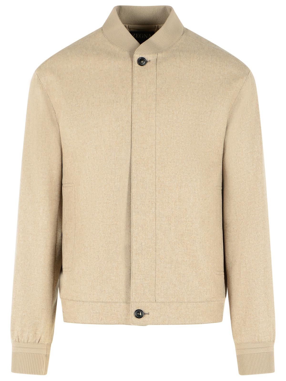 Zegna 'Oasi Elements' Beige Cashmere Bomber Jacket Men ZEGNA