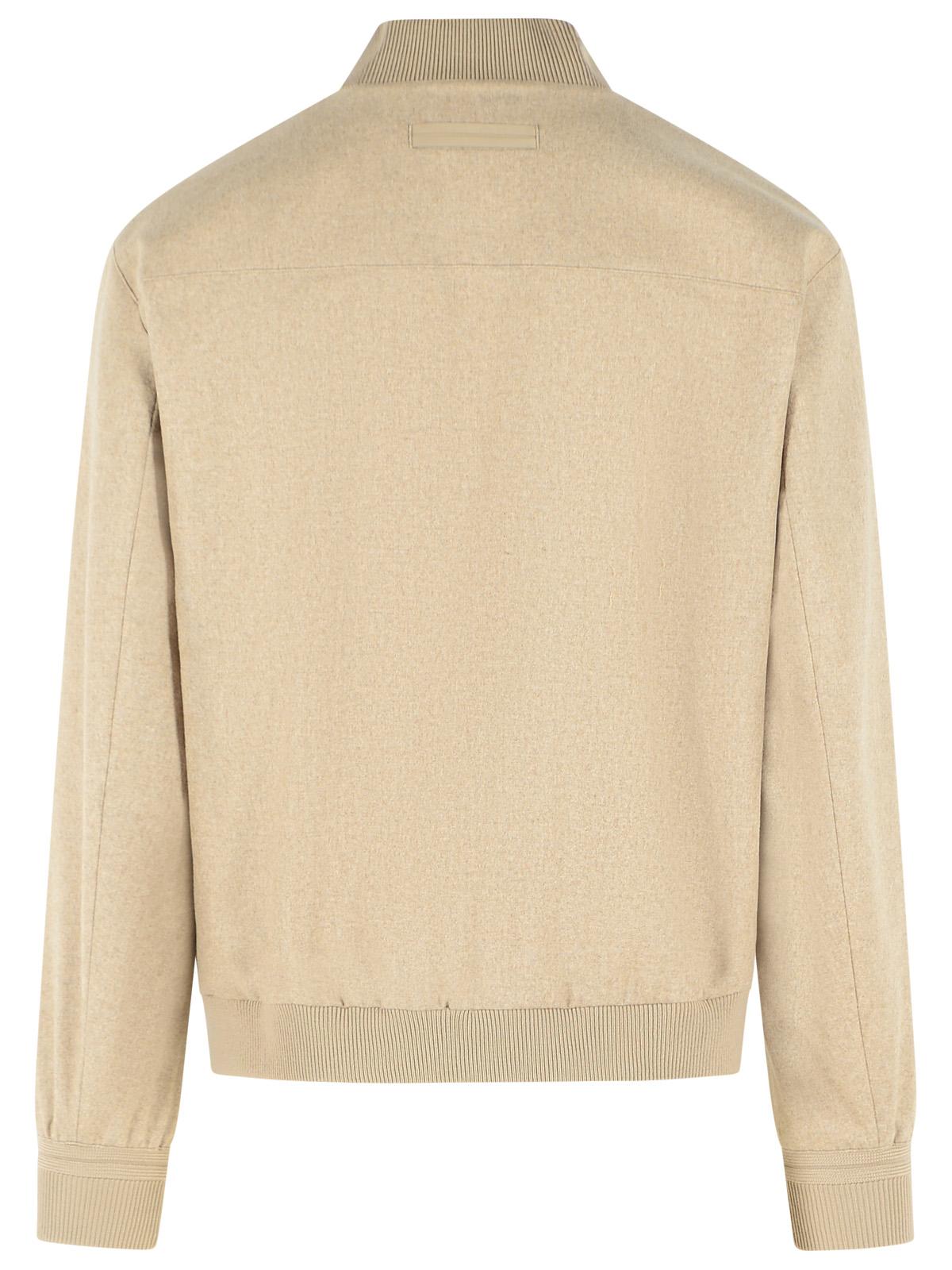Zegna 'Oasi Elements' Beige Cashmere Bomber Jacket Men ZEGNA