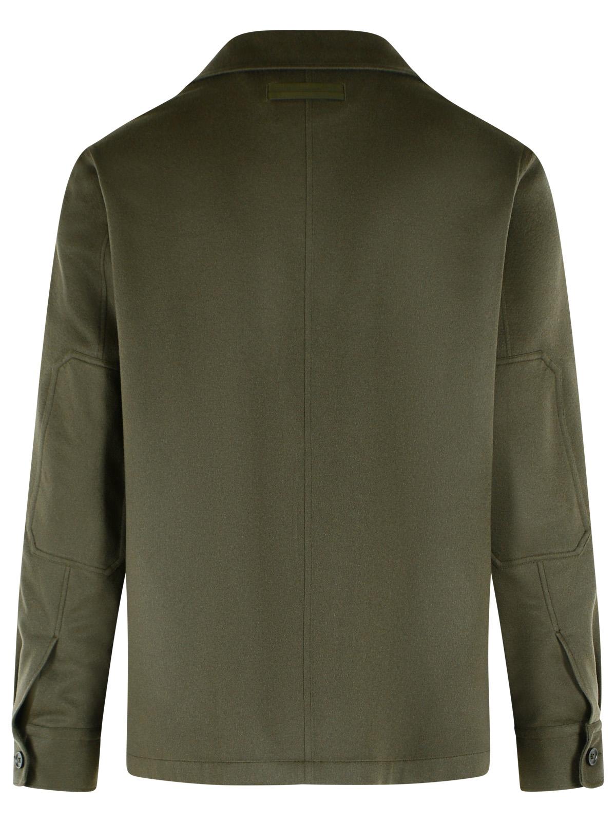 Zegna Alba Overshirt In Dark Olive Green Cashmere Oasis Mélange Men ZEGNA