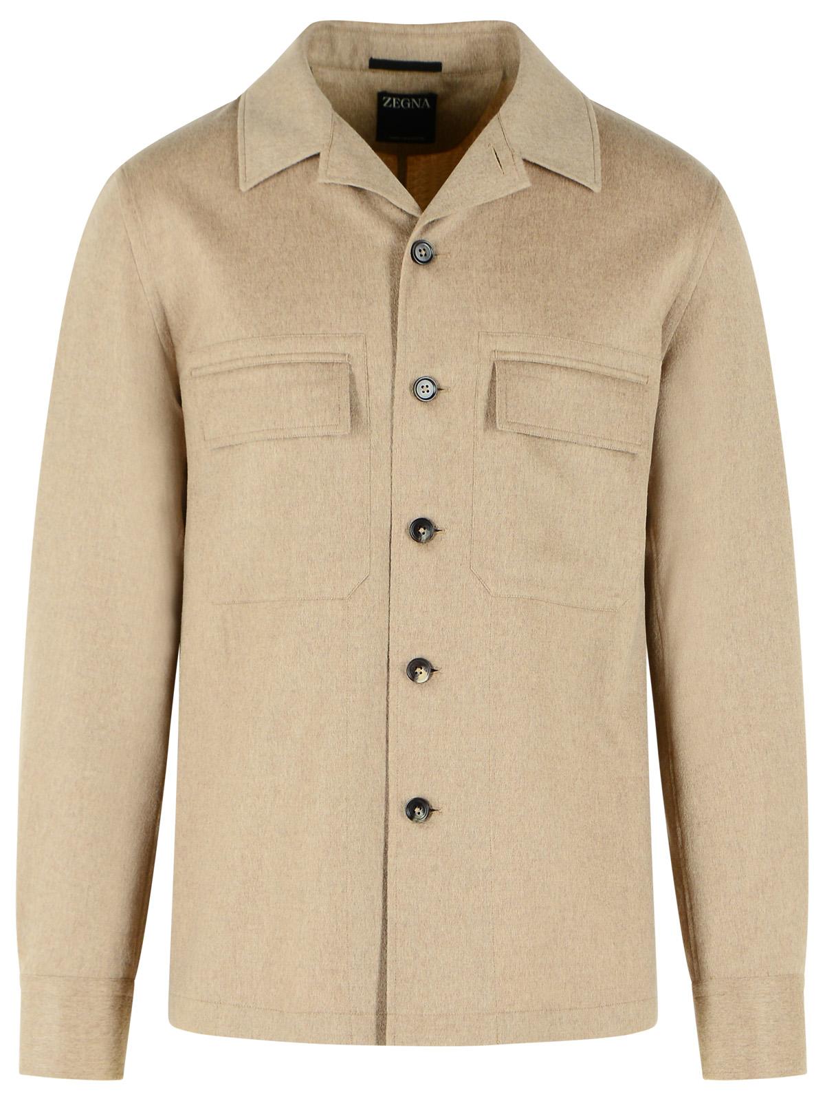 Zegna Alba Beige Cashmere Oasis Overshirt Men ZEGNA
