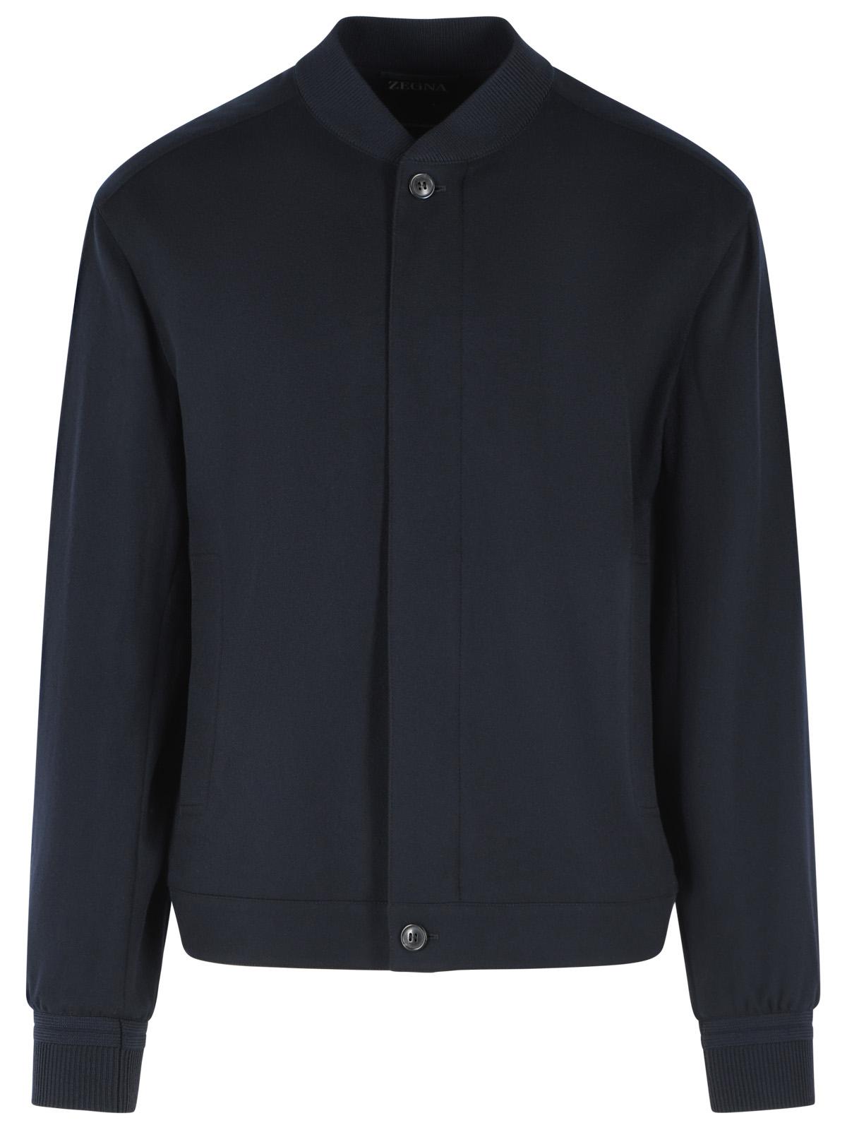 Zegna 'Oasi' Navy Blue Cashmere Bomber Jacket Men ZEGNA