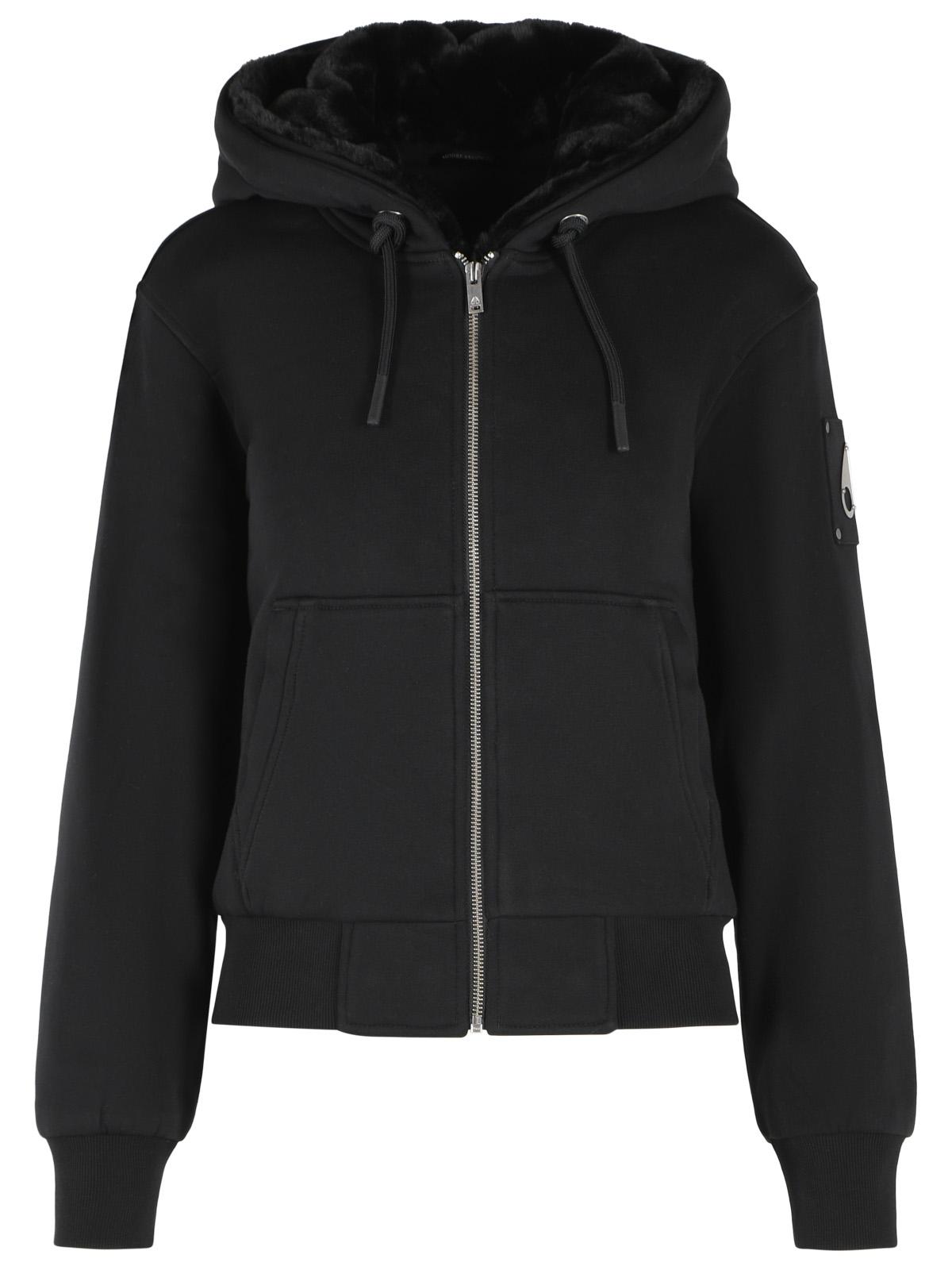 Moose Knuckles 'Bunny' Black Cotton Blend Sweatshirt Women MOOSE KNUCKLES