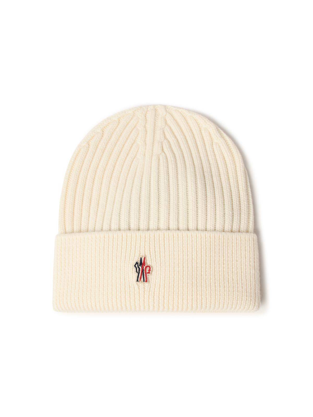 Moncler Grenoble Ivory White Wool Beanie Men MONCLER GRENOBLE