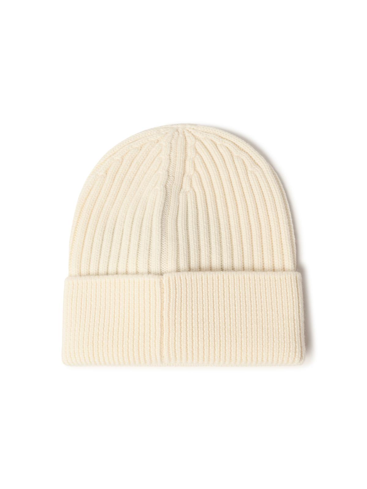 Moncler Grenoble Ivory White Wool Beanie Men MONCLER GRENOBLE