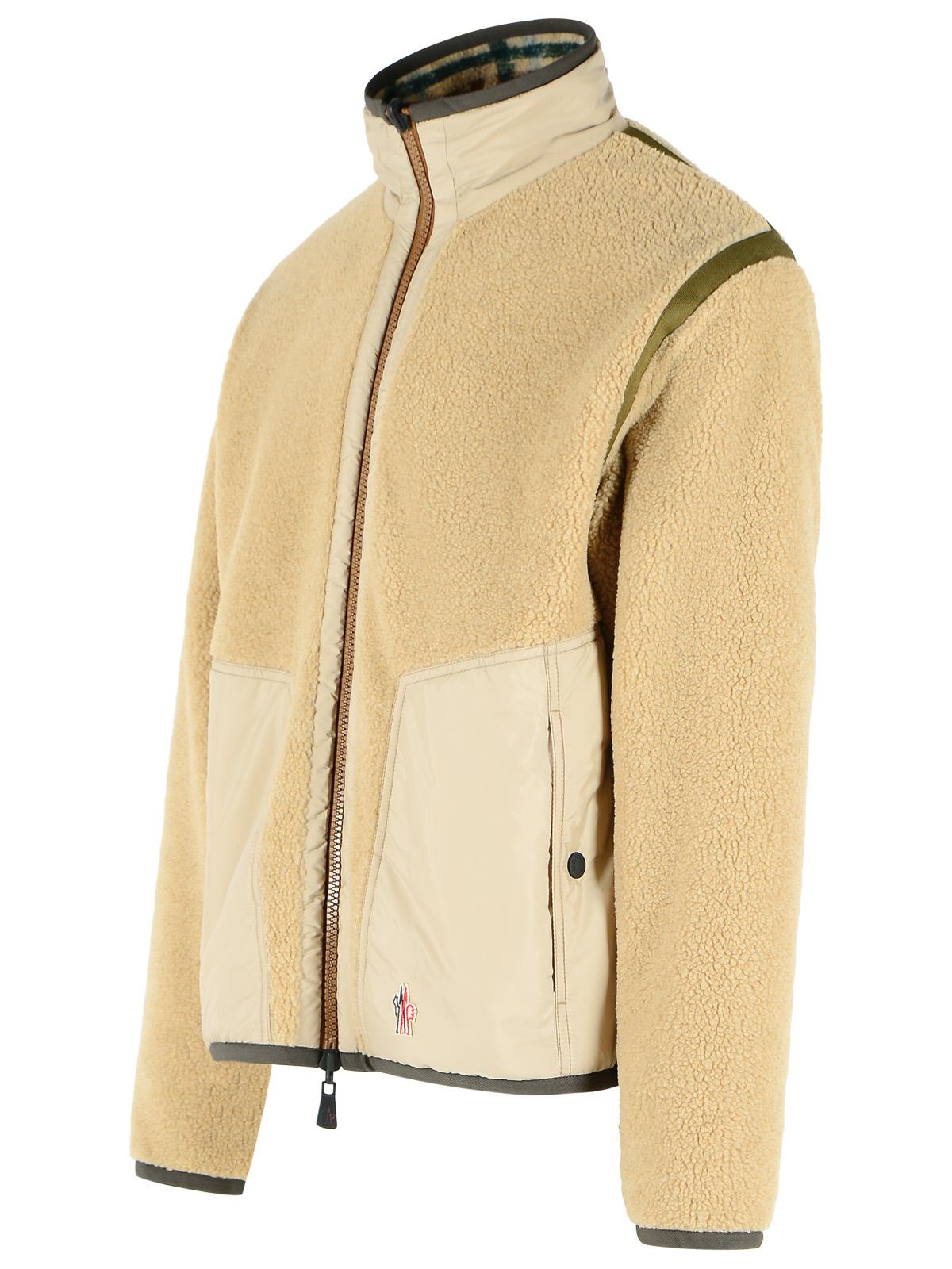 Moncler Grenoble Reversible Teddy-Effect Sweatshirt With Zip In Beige Polyester Blend Men MONCLER GRENOBLE
