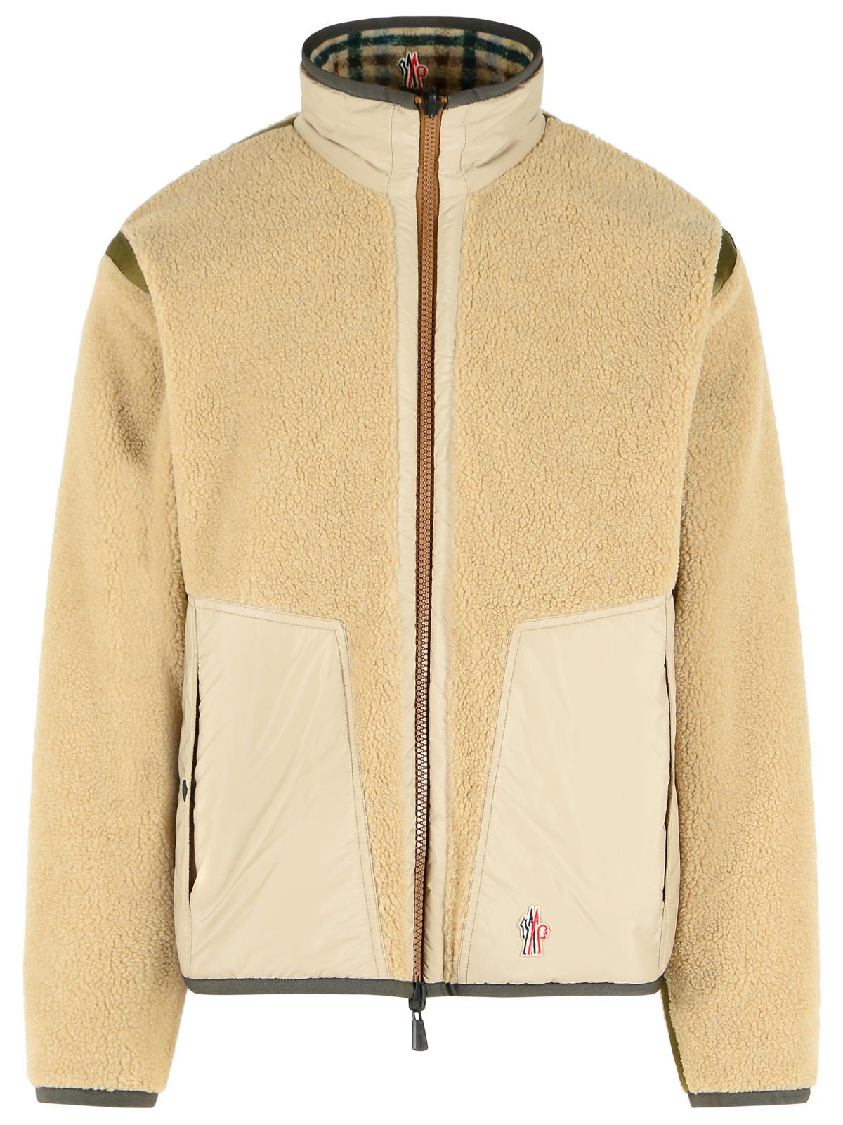 Moncler Grenoble Reversible Teddy-Effect Sweatshirt With Zip In Beige Polyester Blend Men MONCLER GRENOBLE