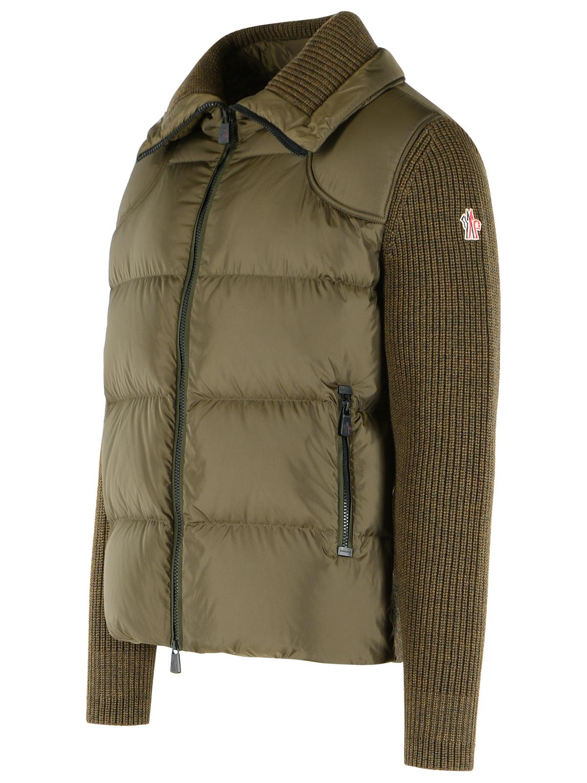 Moncler Grenoble Padded Virgin Wool Cardigan With Green Zip Men MONCLER GRENOBLE