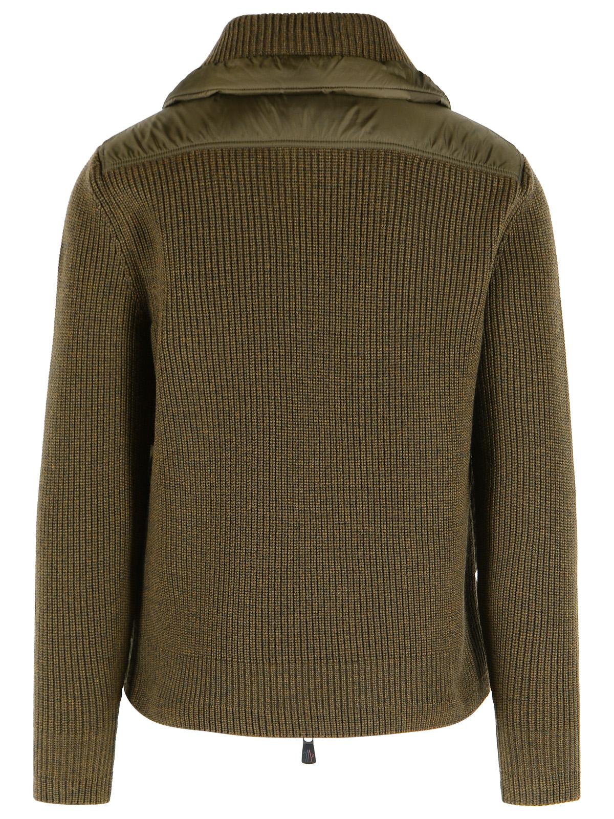 Moncler Grenoble Padded Virgin Wool Cardigan With Green Zip Men MONCLER GRENOBLE