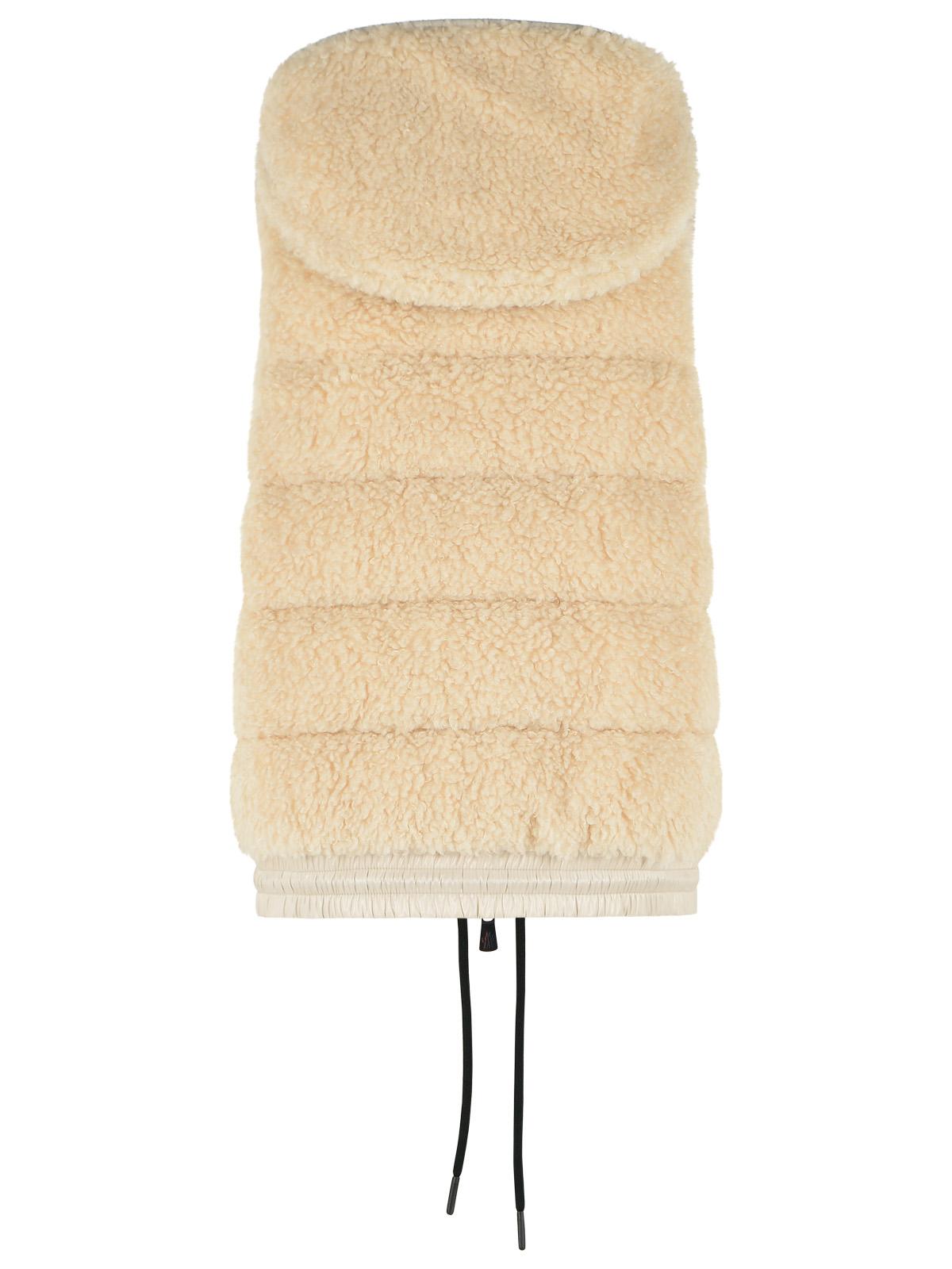 Moncler Grenoble Teddy-Style Insulated Hooded Vest In Light Beige Polyester Women MONCLER GRENOBLE