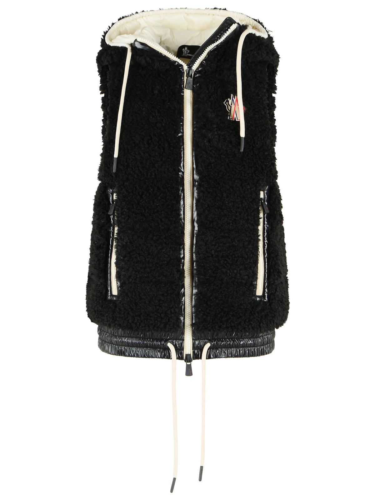 Moncler Grenoble Teddy-Style Insulated Hooded Vest In Black Polyester Women MONCLER GRENOBLE