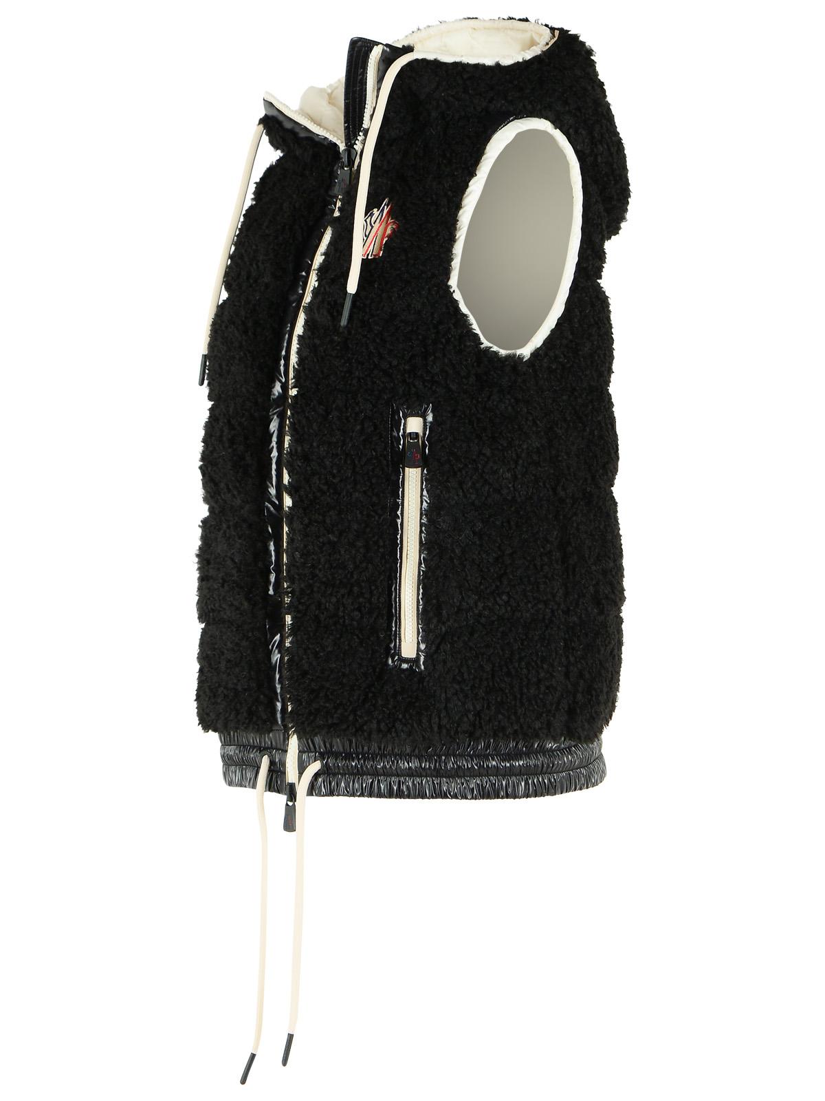 Moncler Grenoble Teddy-Style Insulated Hooded Vest In Black Polyester Women MONCLER GRENOBLE
