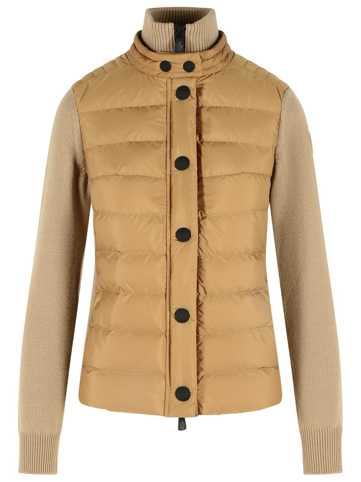Moncler Grenoble 'Tricot' Cardigan In Beige Virgin Wool Blend Women MONCLER GRENOBLE