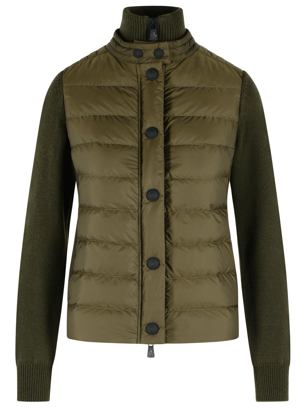Moncler Grenoble 'Tricot' Green Virgin Wool Blend Cardigan Women MONCLER GRENOBLE