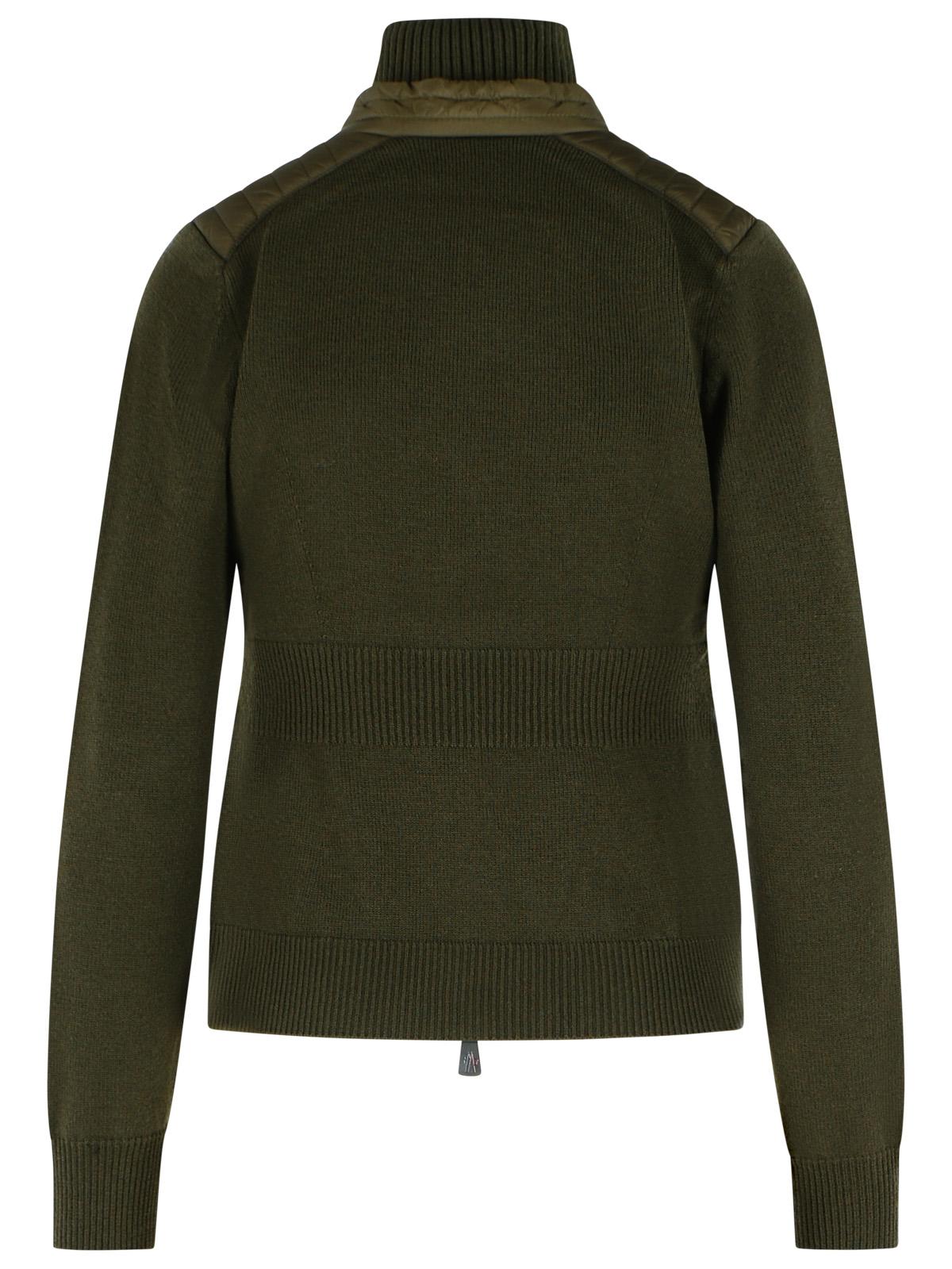 Moncler Grenoble 'Tricot' Green Virgin Wool Blend Cardigan Women MONCLER GRENOBLE