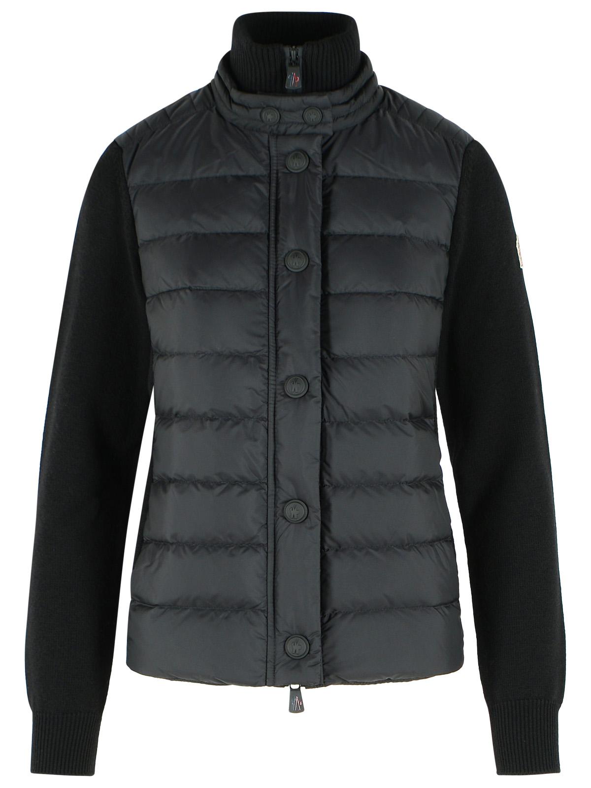 Moncler Grenoble Black Virgin Wool Blend Padded Cardigan Women MONCLER GRENOBLE