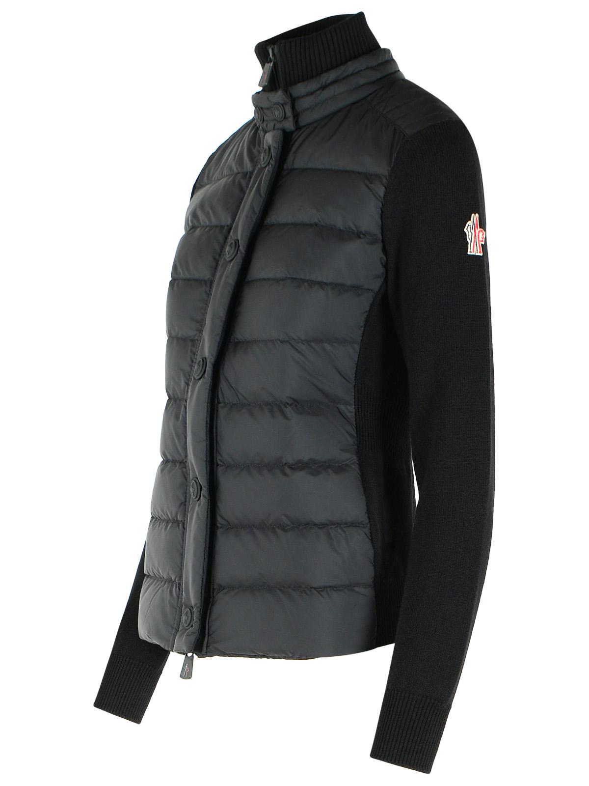 Moncler Grenoble Black Virgin Wool Blend Padded Cardigan Women MONCLER GRENOBLE