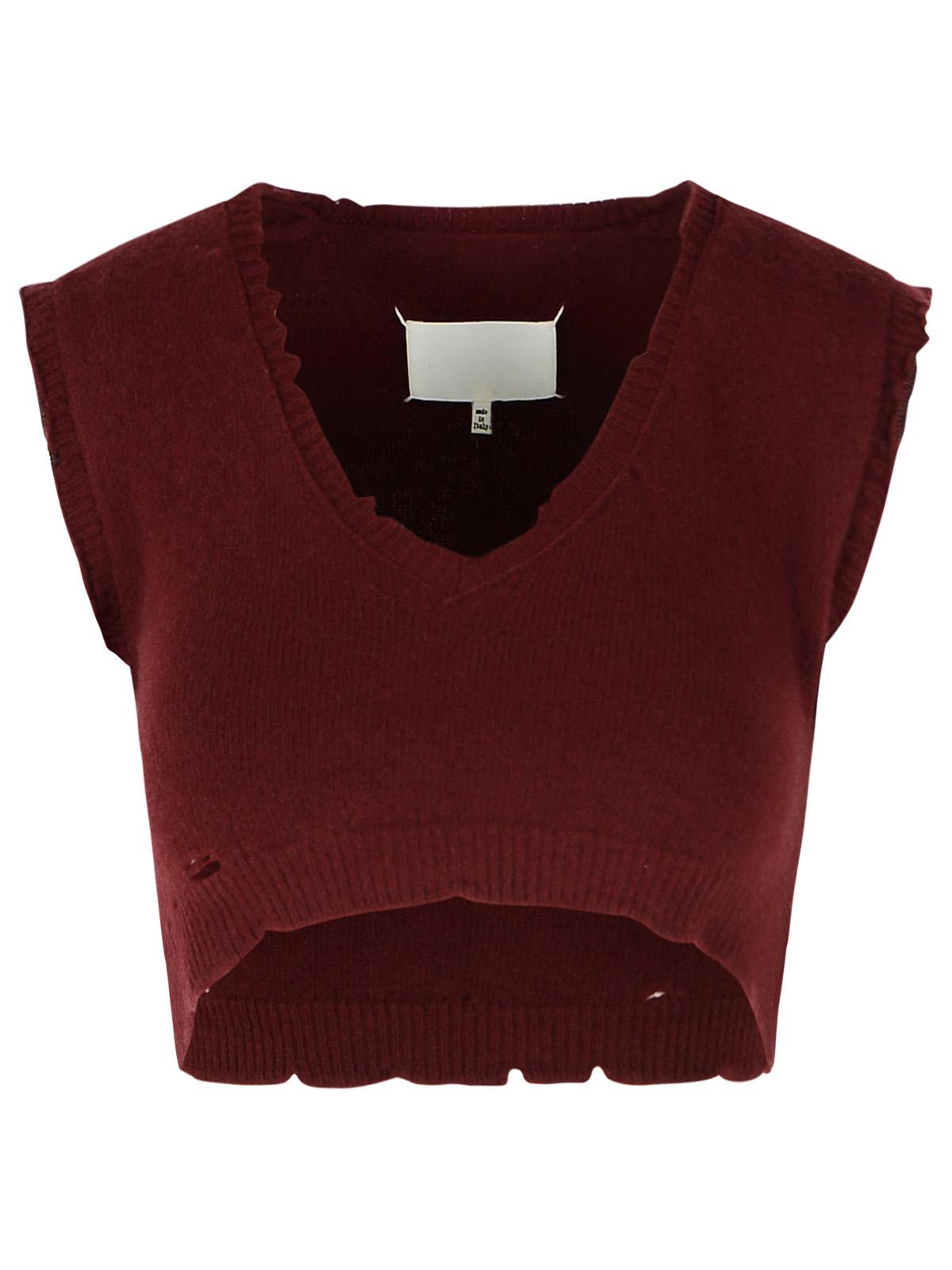 Maison Margiela Burgundy Virgin Wool Vest Women MAISON MARGIELA