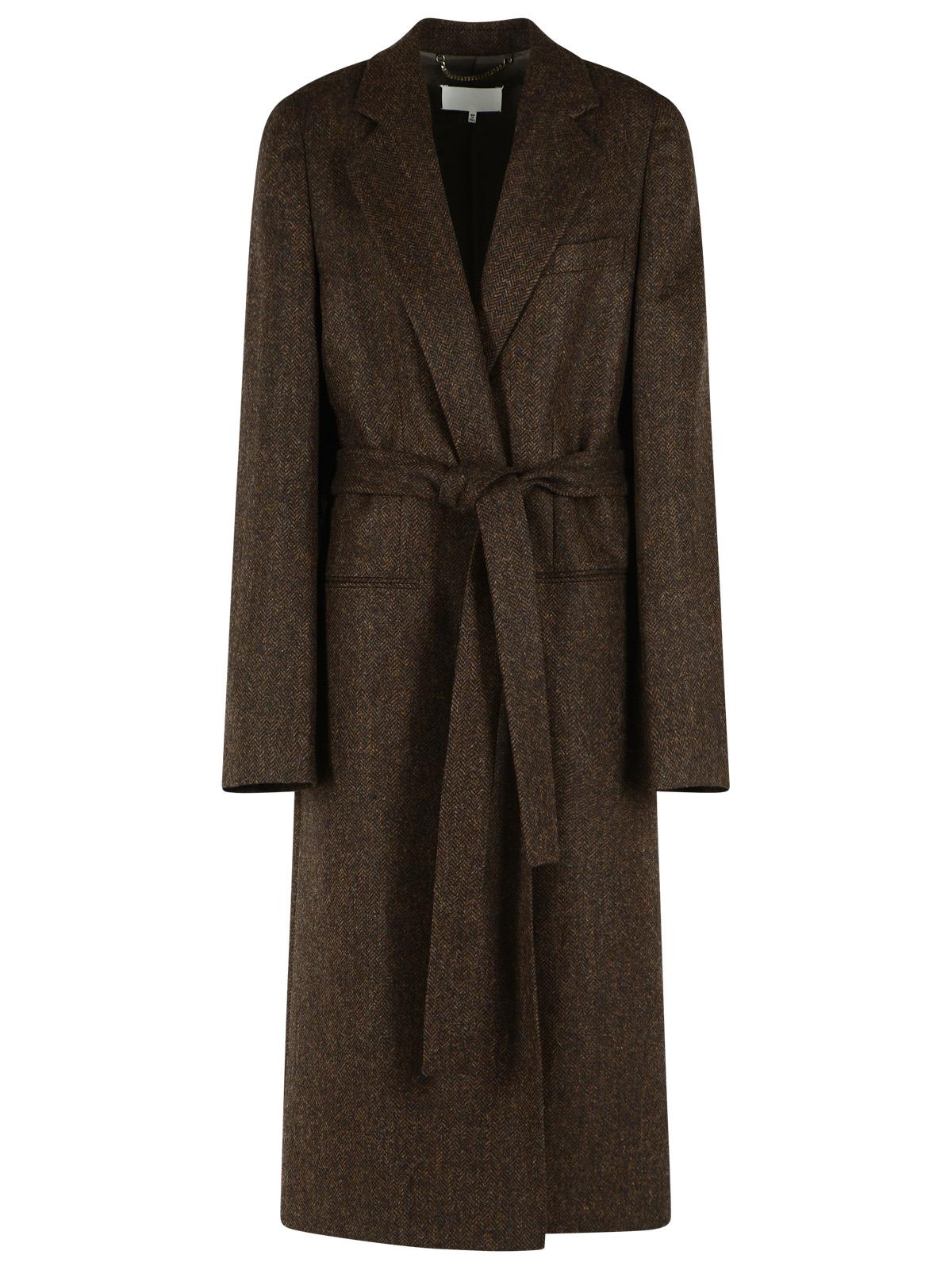 Maison Margiela 'Herringbone' Brown Wool Coat Women MAISON MARGIELA