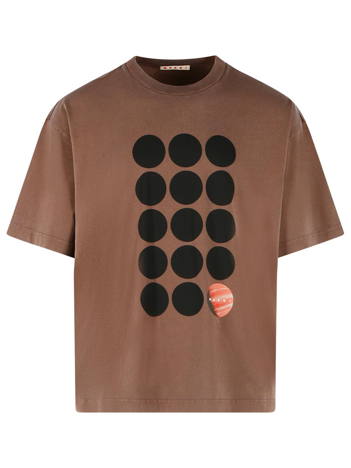 Marni Brown Cotton T-Shirt Men MARNI