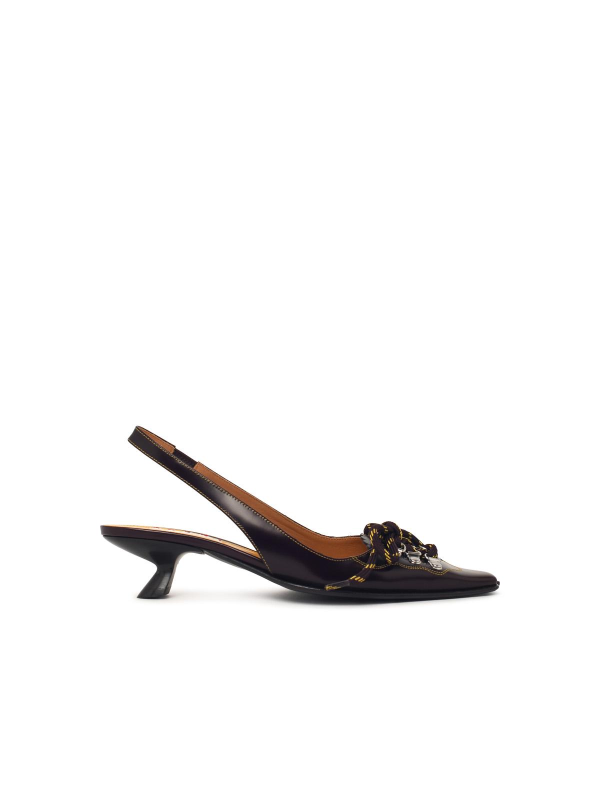 Marni Brown Leather Slingbacks Women MARNI
