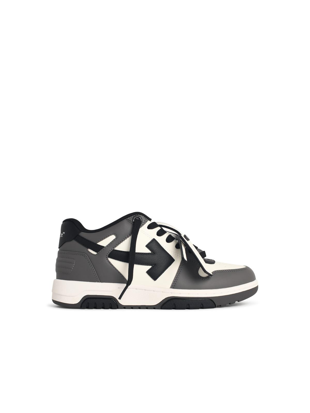 Off-White 'Out Of Office' Grey Leather Sneakers Men OFF-WHITE