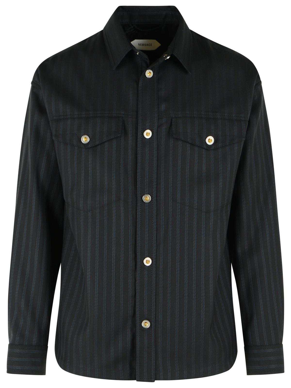 Versace Black Jacquard Wool Bluson Men VERSACE
