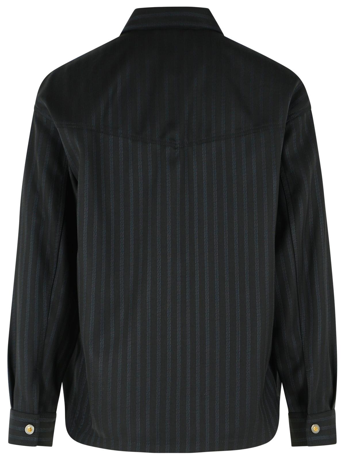 Versace Black Jacquard Wool Bluson Men VERSACE