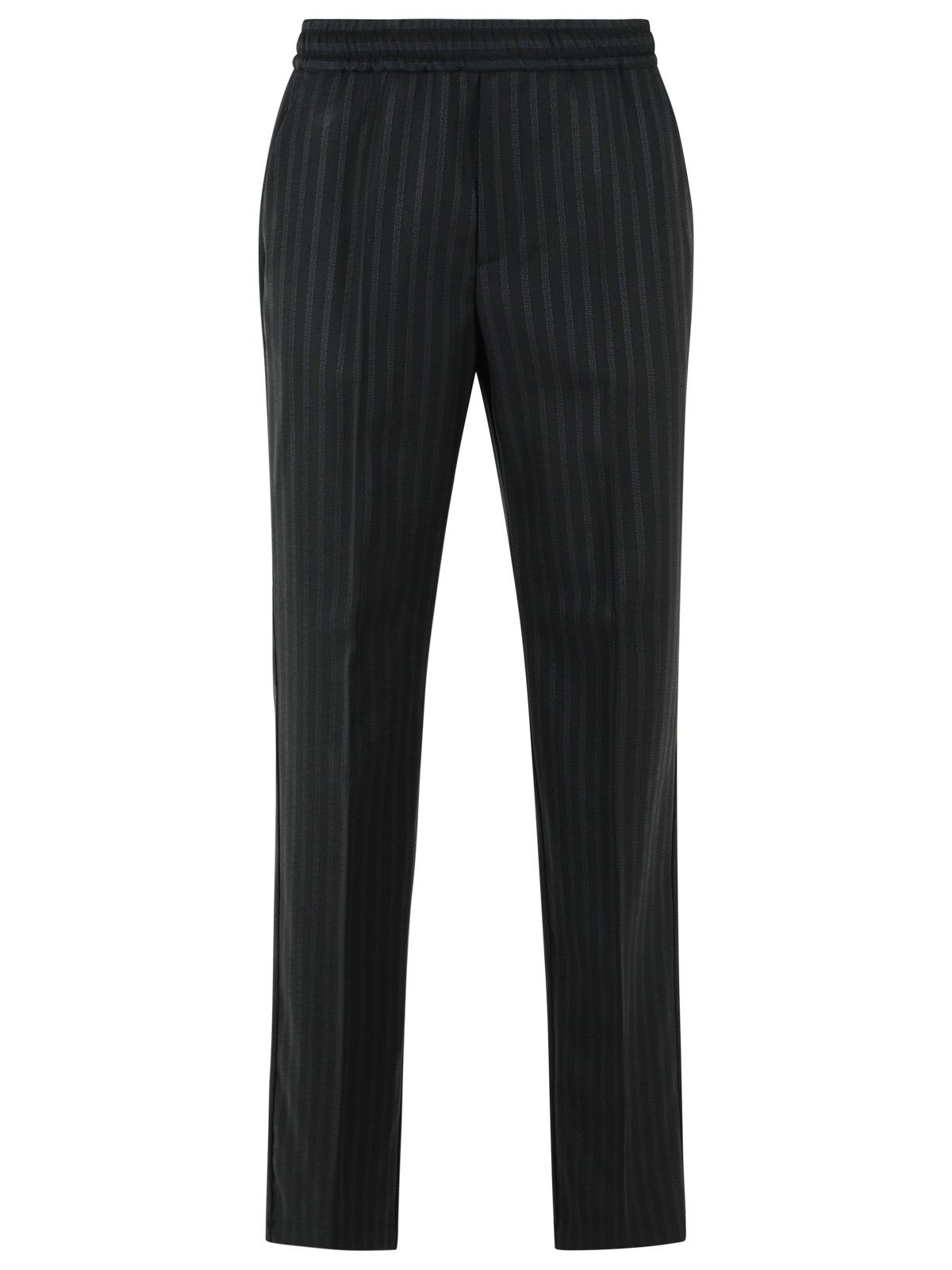 Versace Black Jacquard Wool Pants Men VERSACE