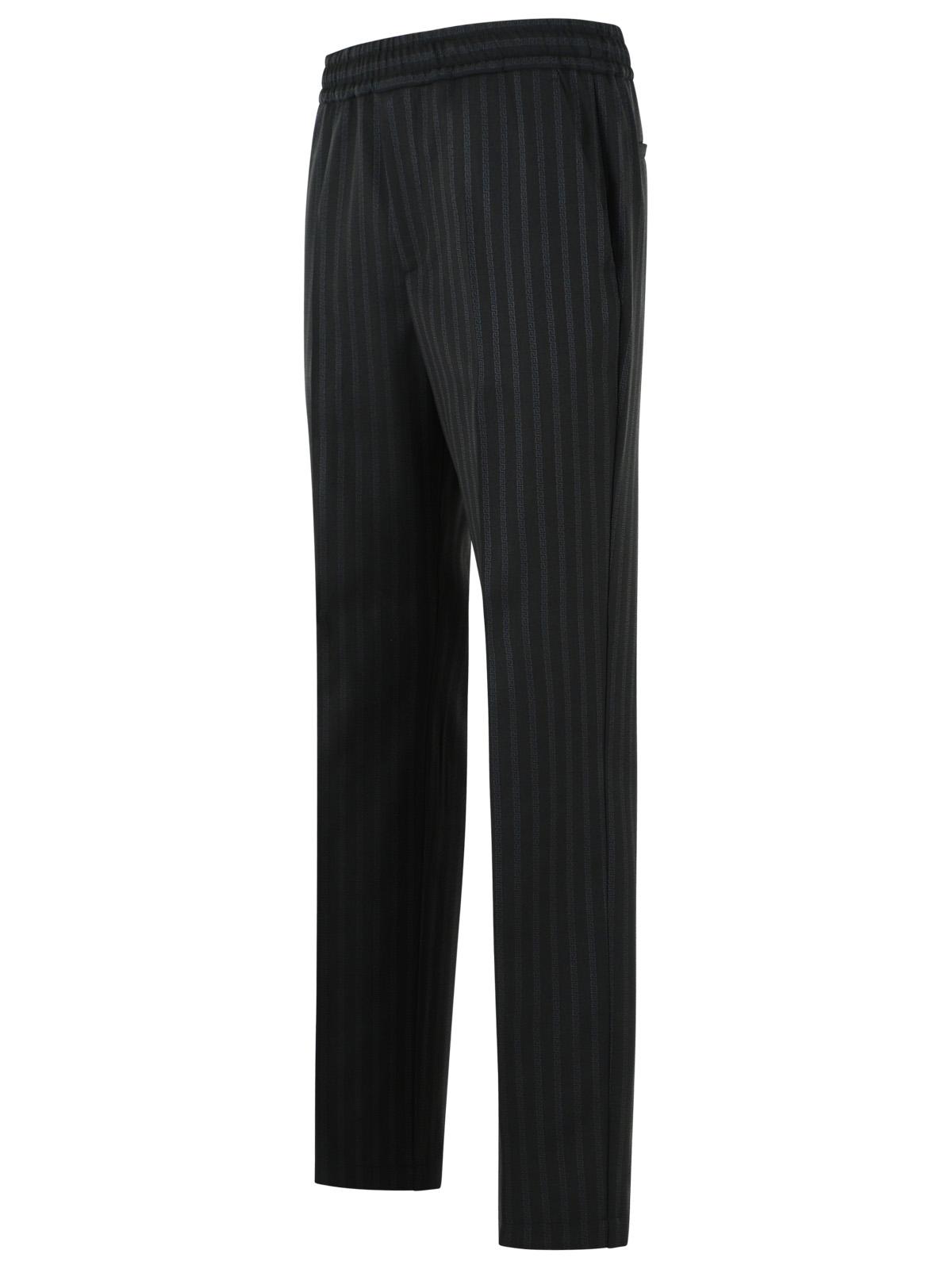 Versace Black Jacquard Wool Pants Men VERSACE