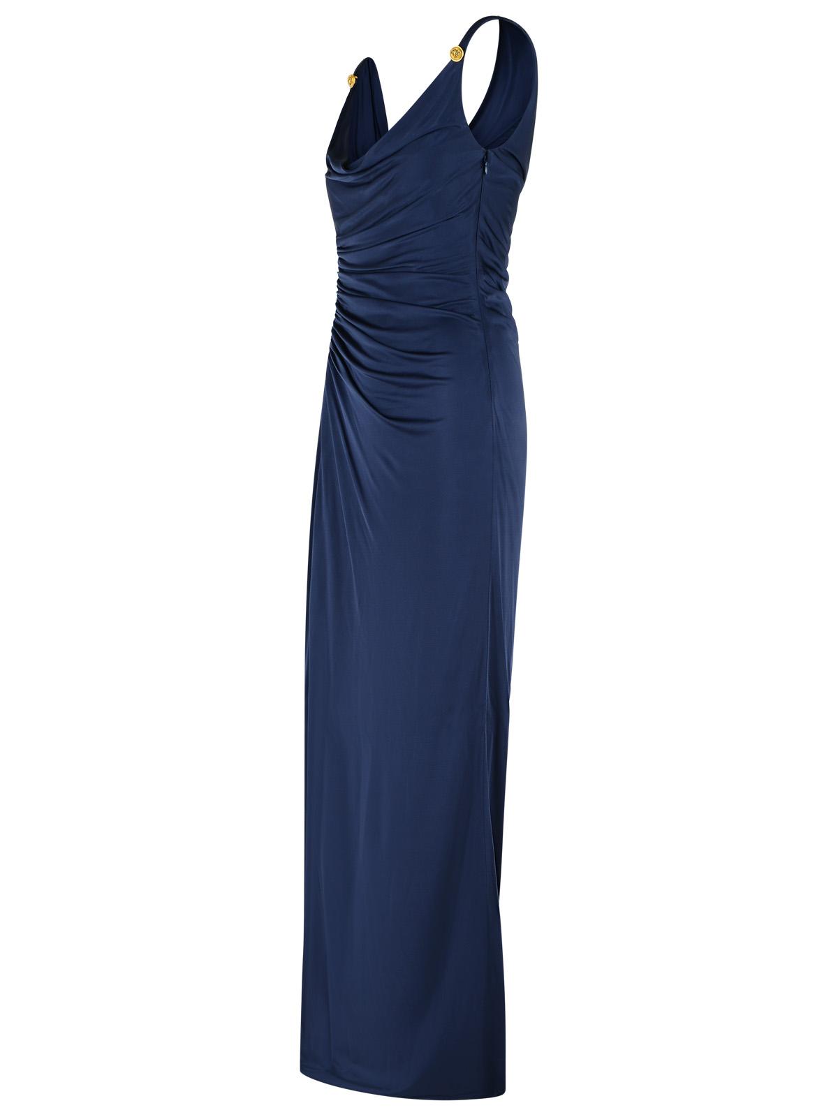 Versace Blue Viscose Gown Dress Women VERSACE