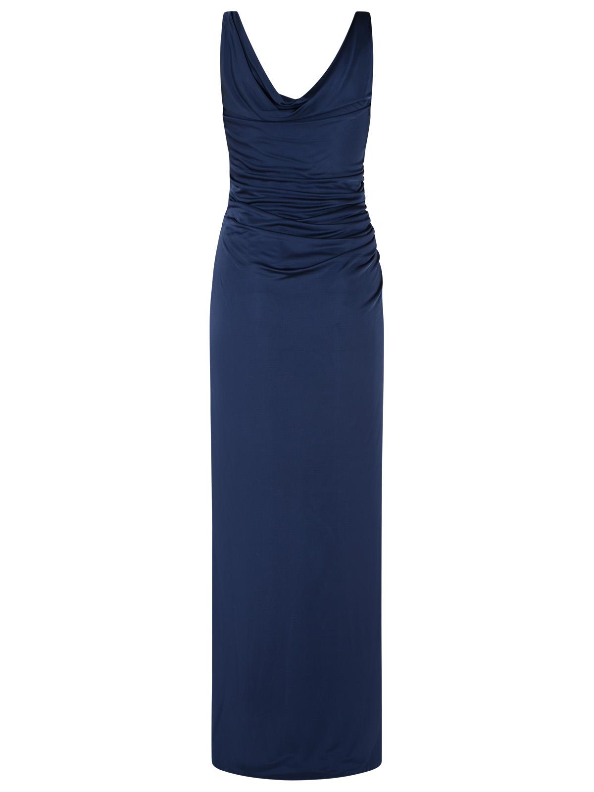 Versace Blue Viscose Gown Dress Women VERSACE