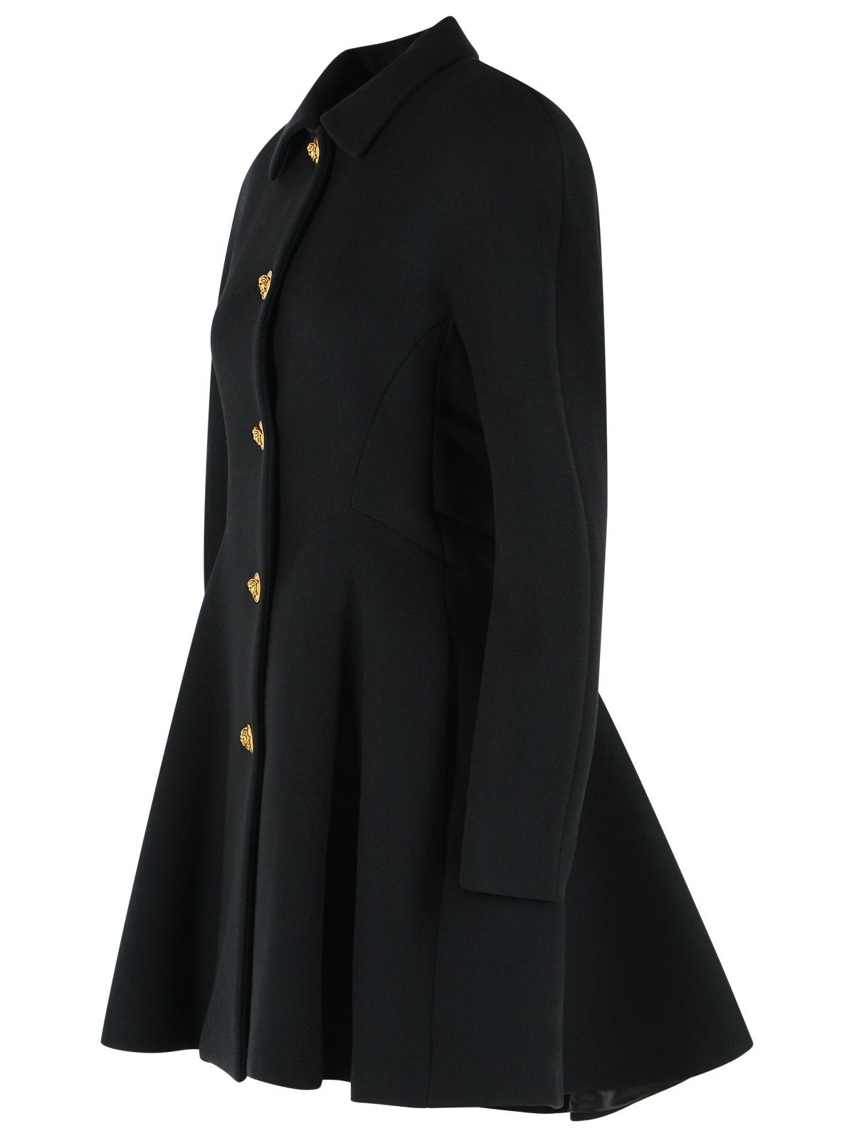Versace Black Wool Coat Women VERSACE
